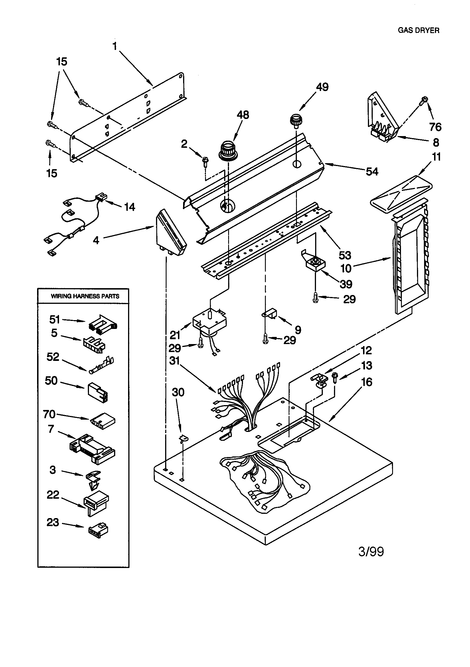 Whirlpool LGR5600HZ0 top and console diagram