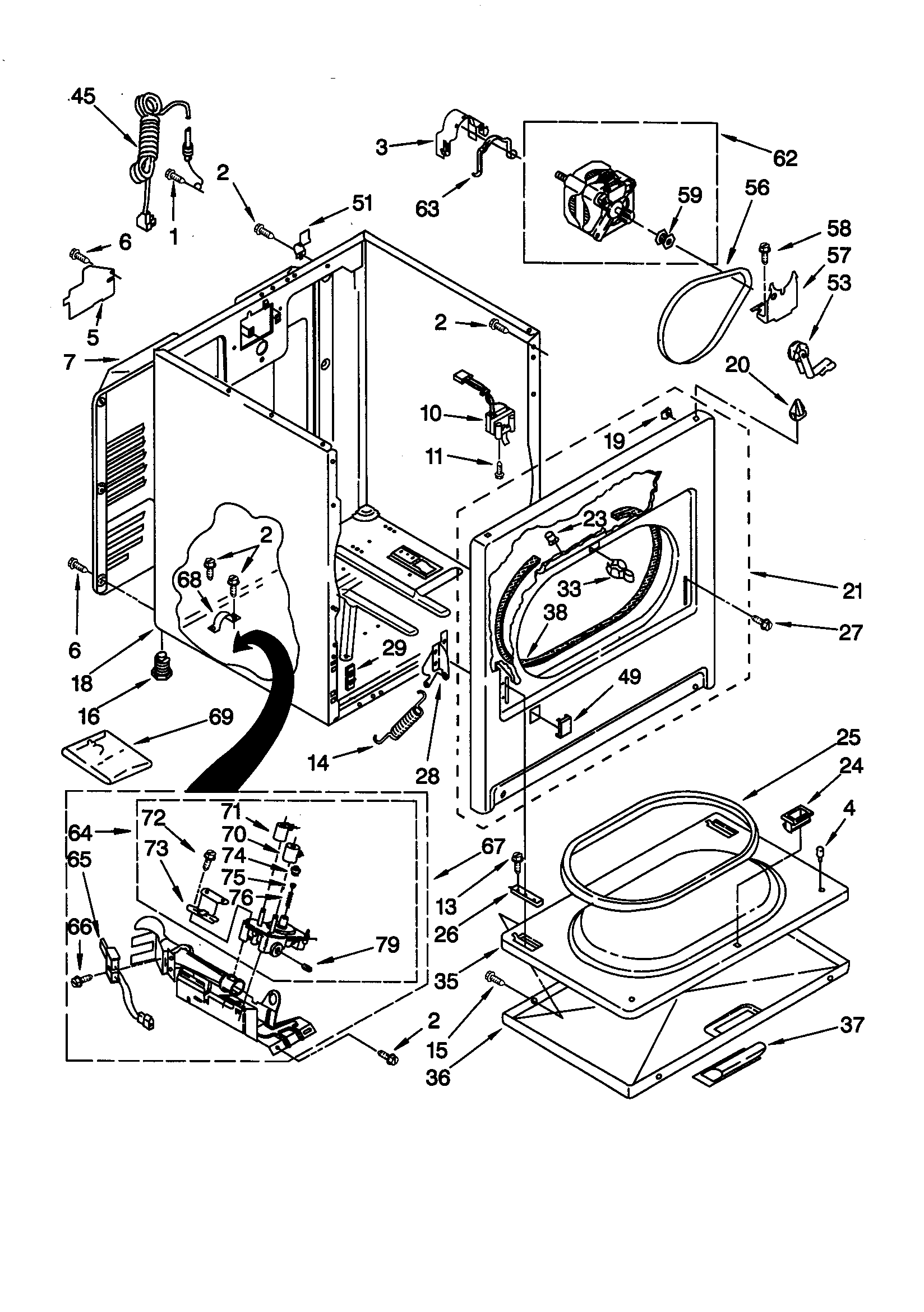 Whirlpool LGR5600HZ0 cabinet diagram
