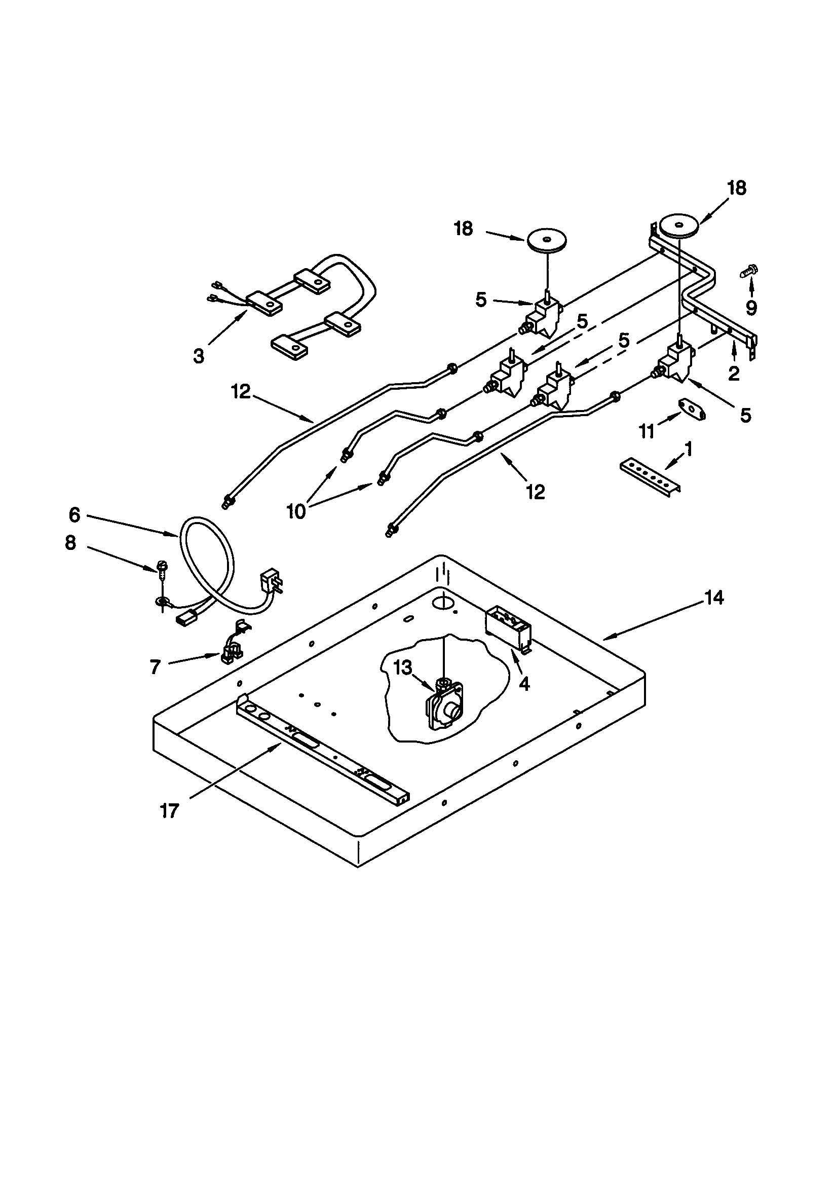 Whirlpool SCS3614GB0 burner box/gas valves/switches diagram