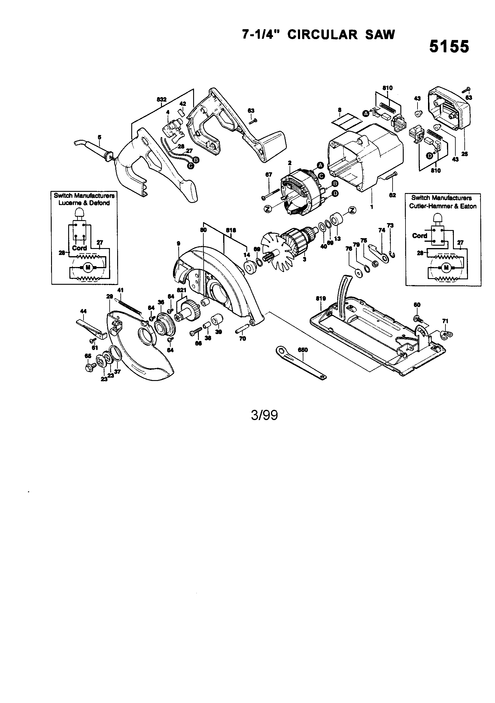Skil 5155 7-1/4" circular saw diagram