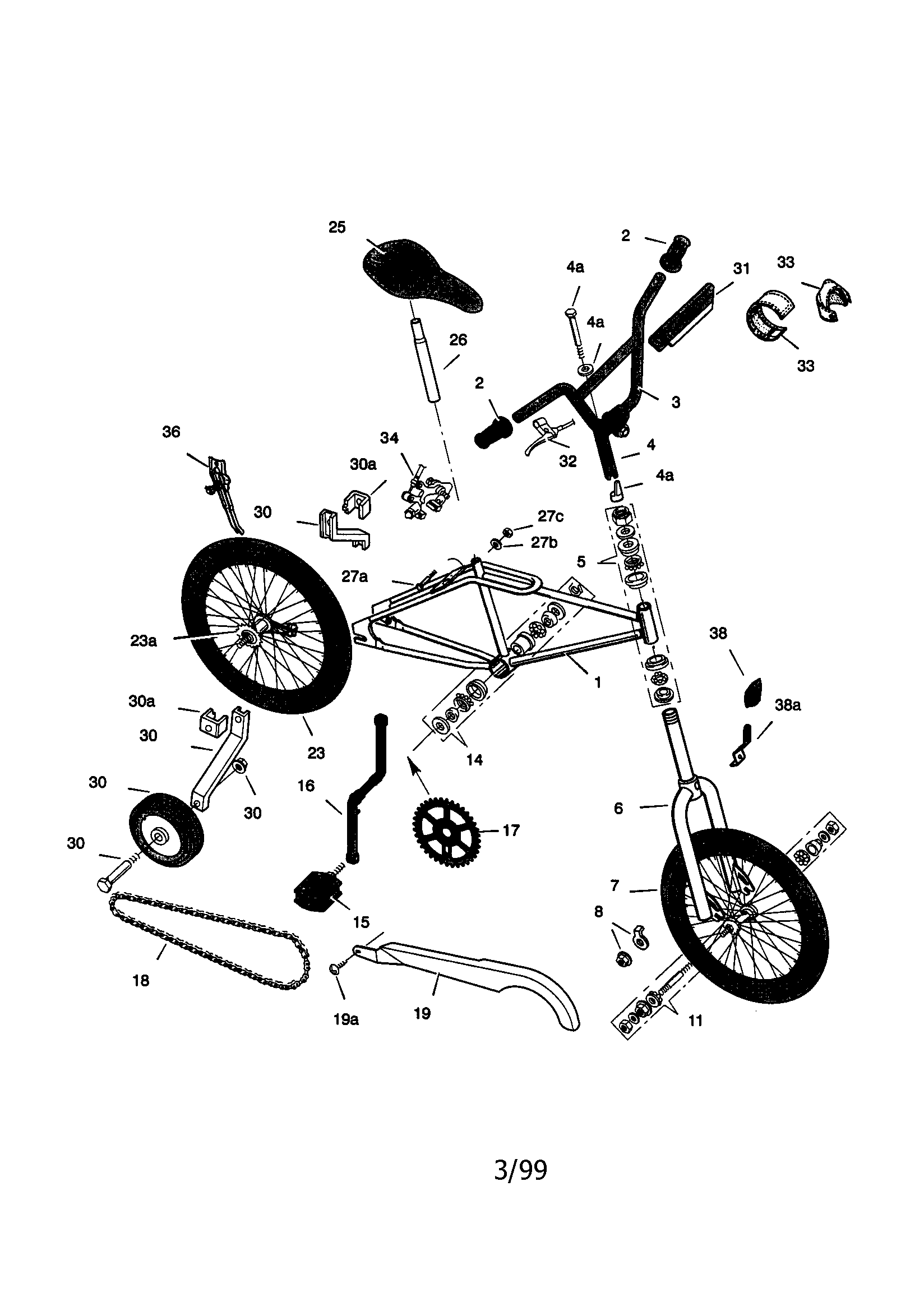 Sears 502459490 boy's 16" parkcycle rip cord diagram