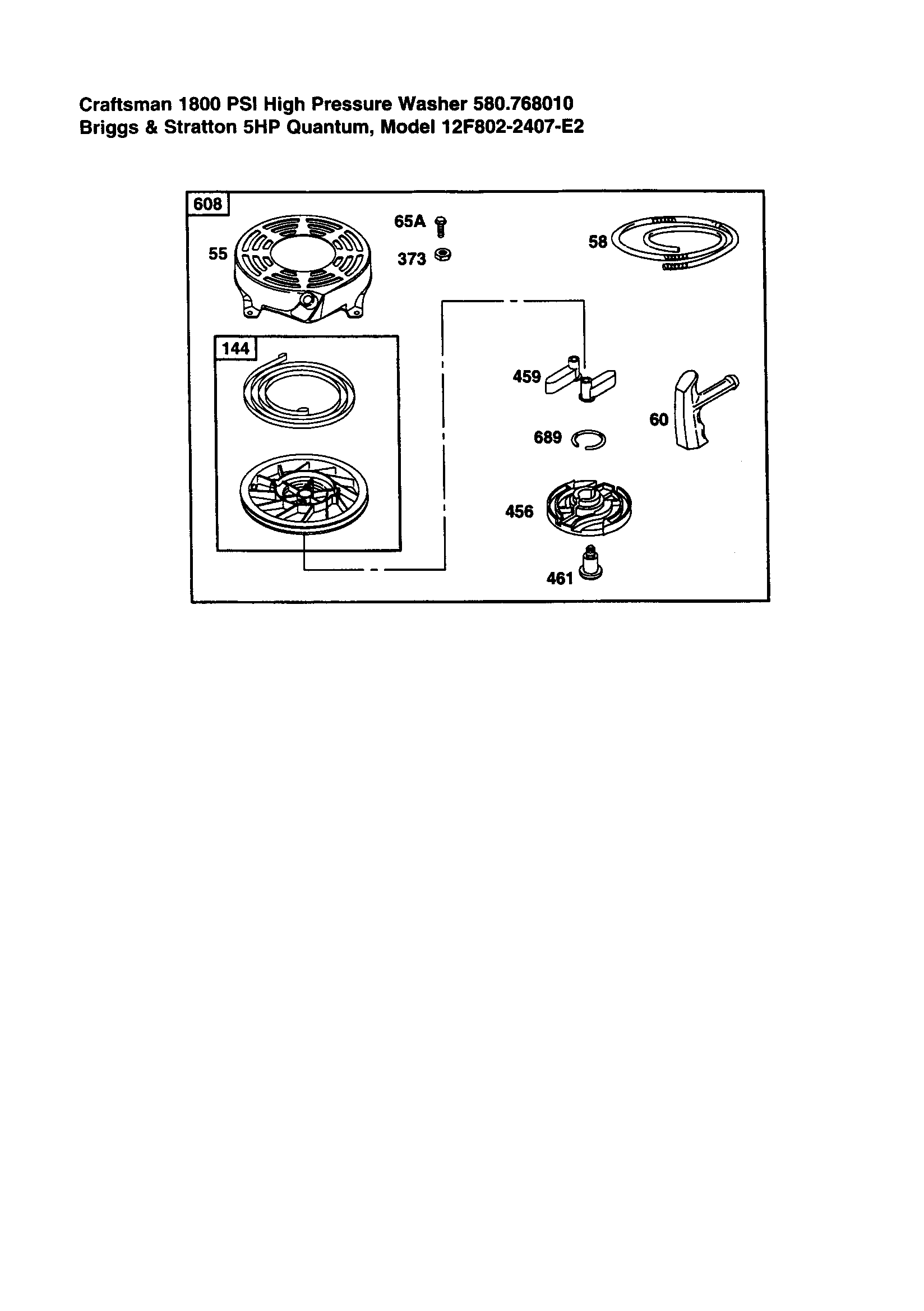 Craftsman 580768010 rewind starter diagram