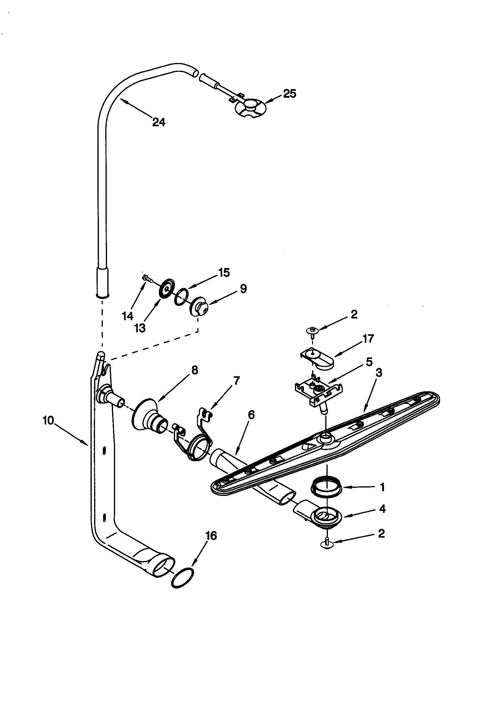 KitchenAid KUDI25CHAL0 upper wash and rinse diagram