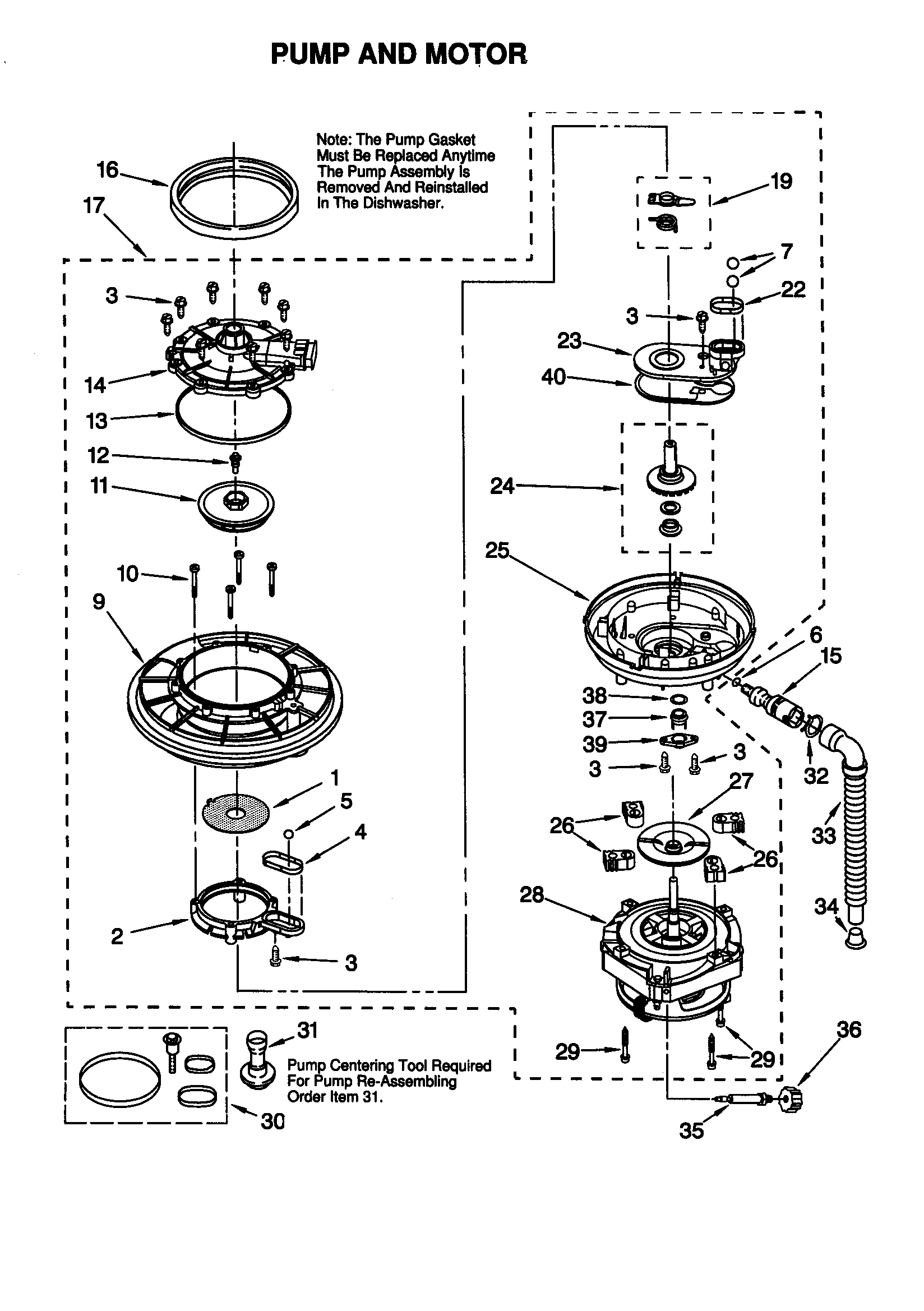 KitchenAid KUDI25CHAL0 pump and motor diagram