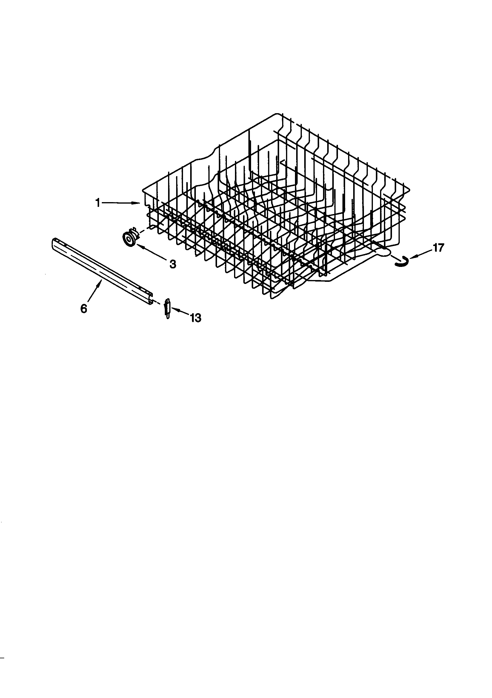 KitchenAid KUDI25CHAL0 upper rack and track diagram