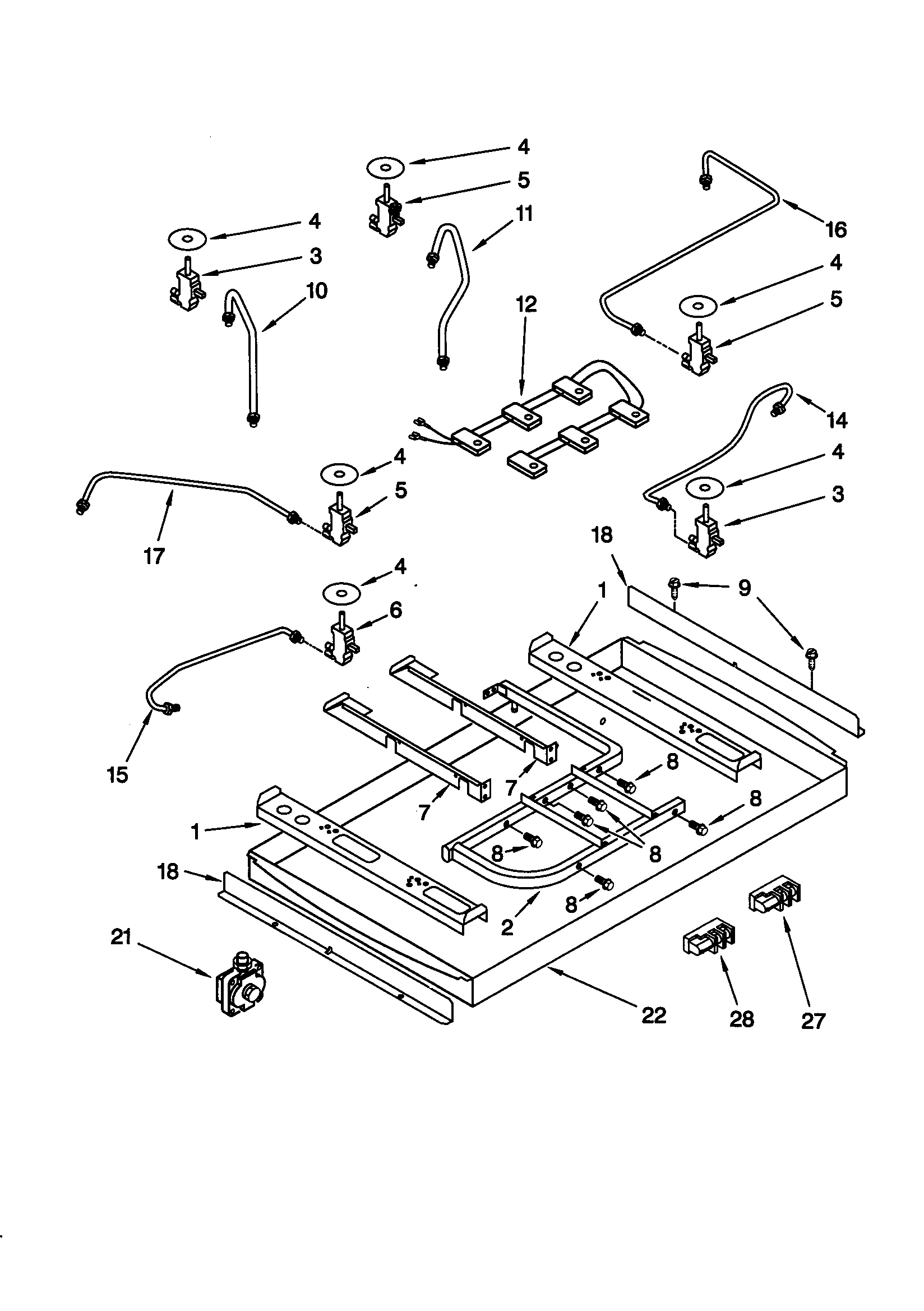 KitchenAid KGCS127GBL0 burner box/gas valves/switches diagram