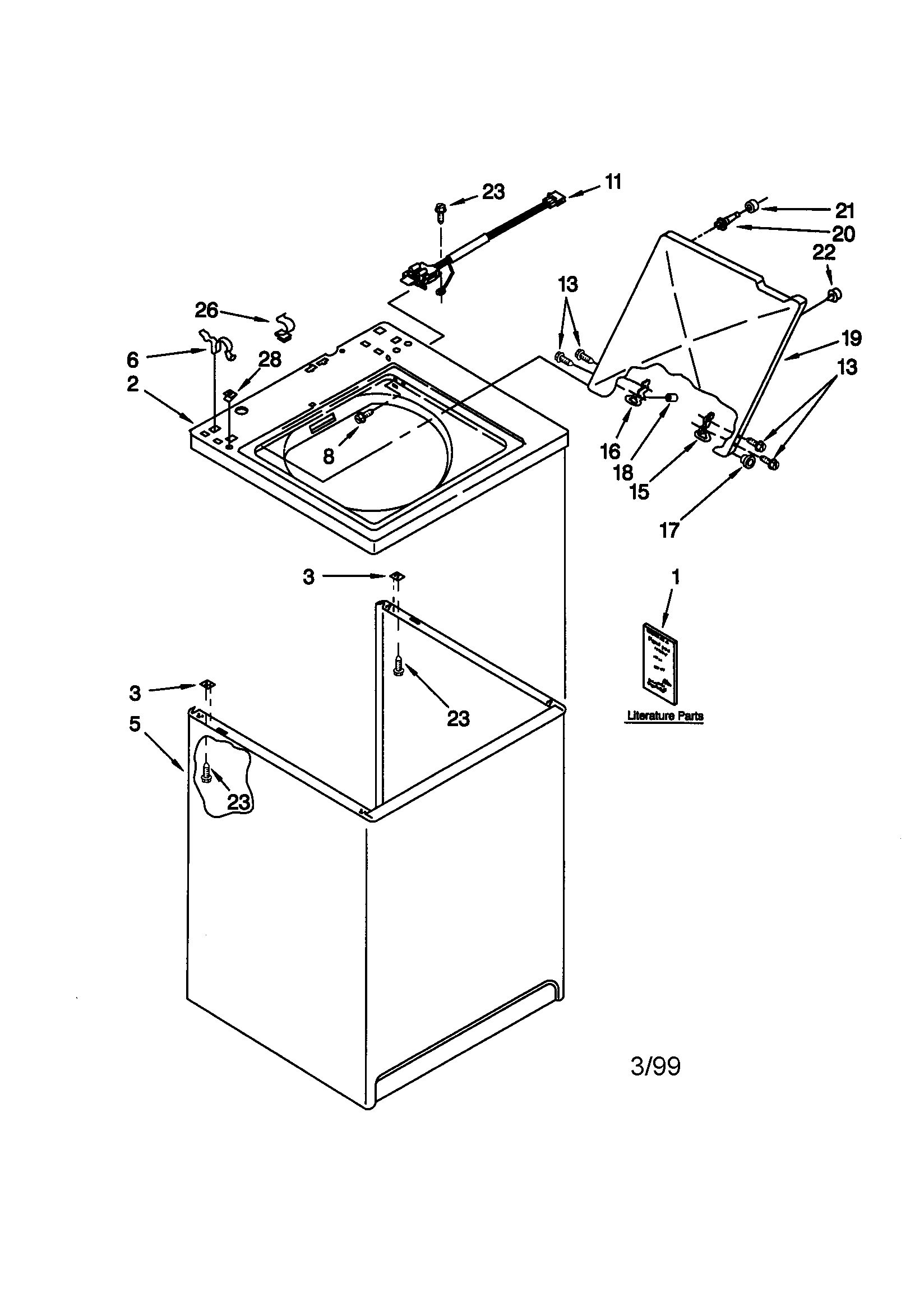 Kenmore 11026294693 top and cabinet diagram