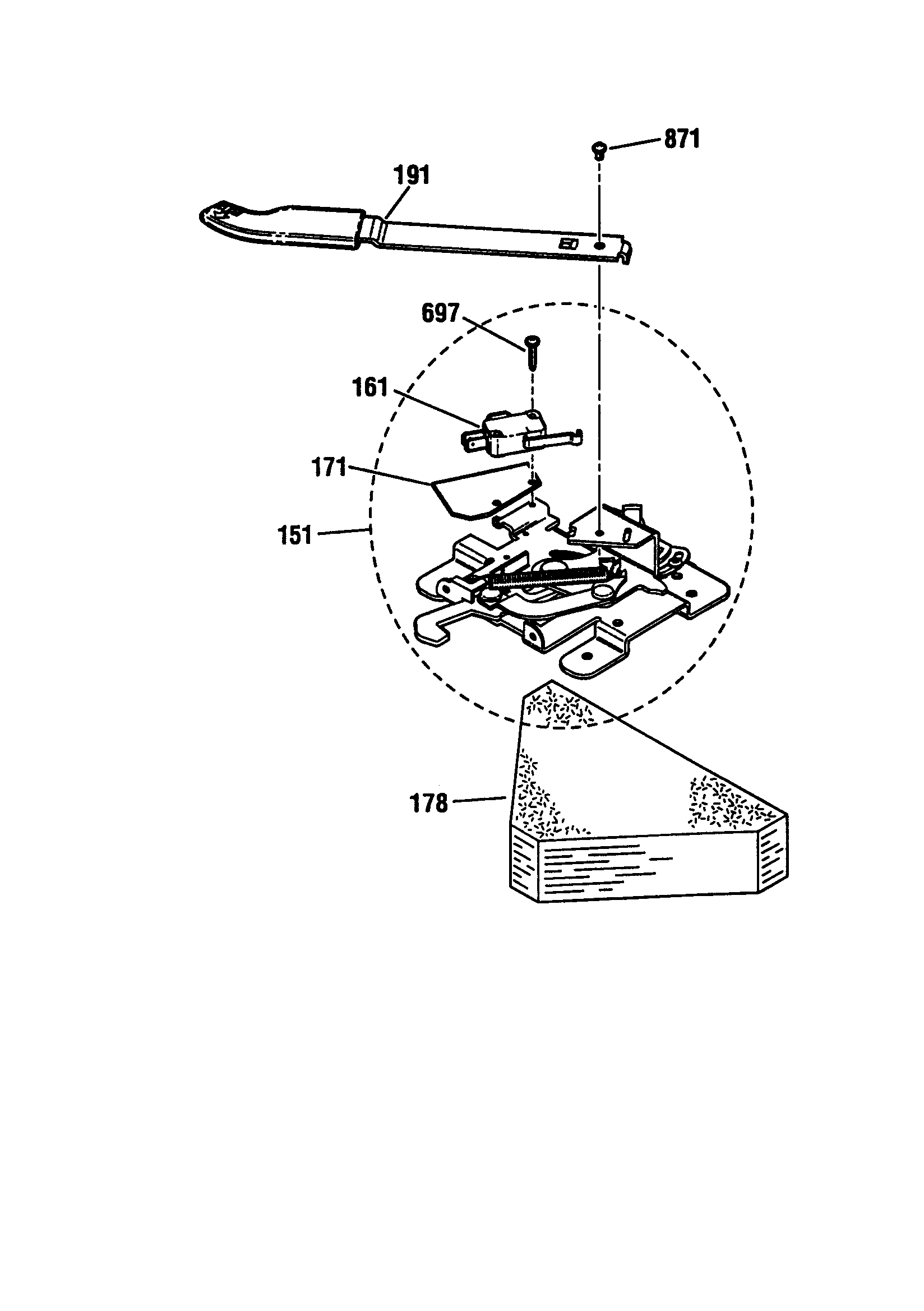 Kenmore 91195487990 door lock section diagram