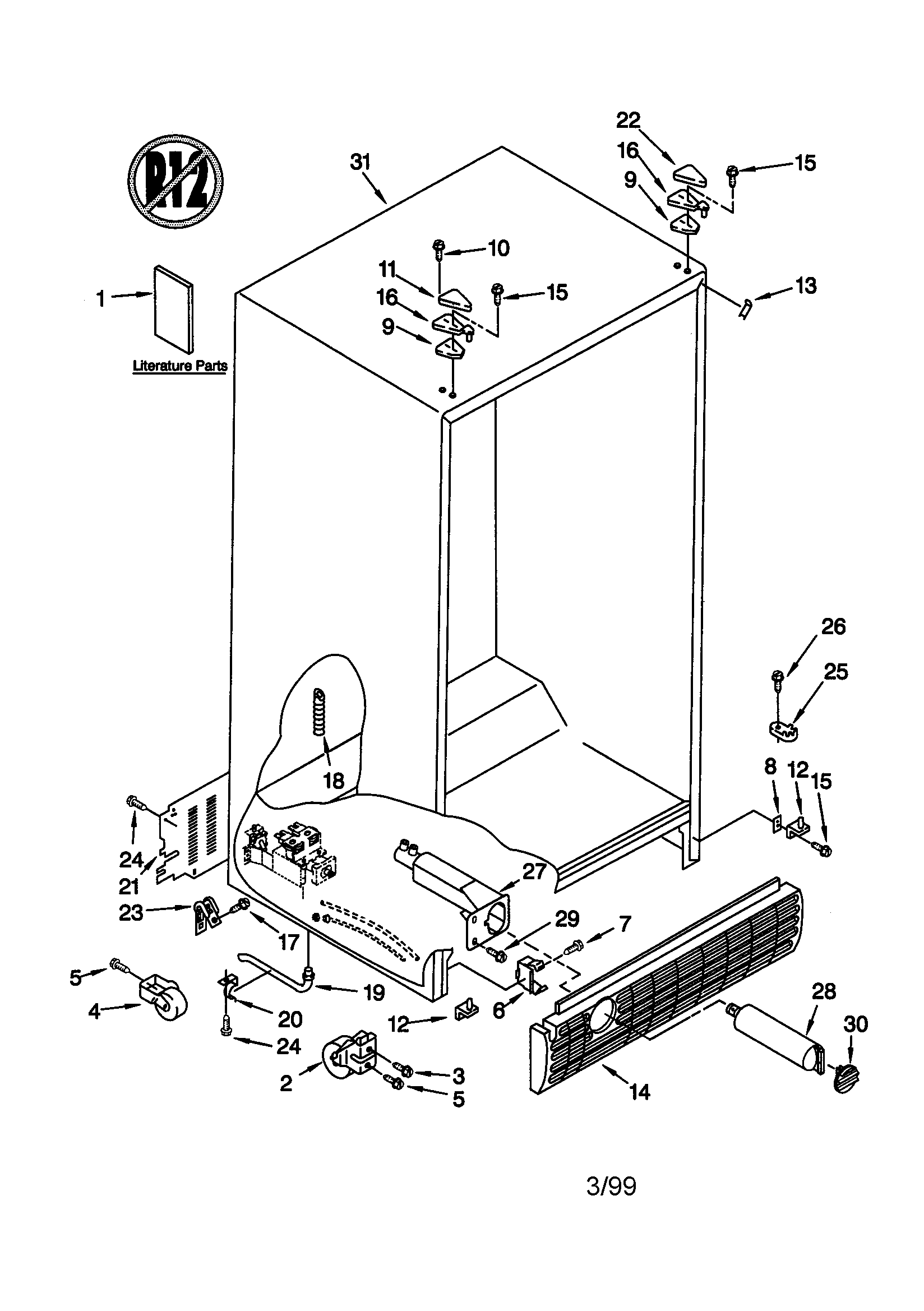 KitchenAid KSRS27FGBT01 cabinet diagram