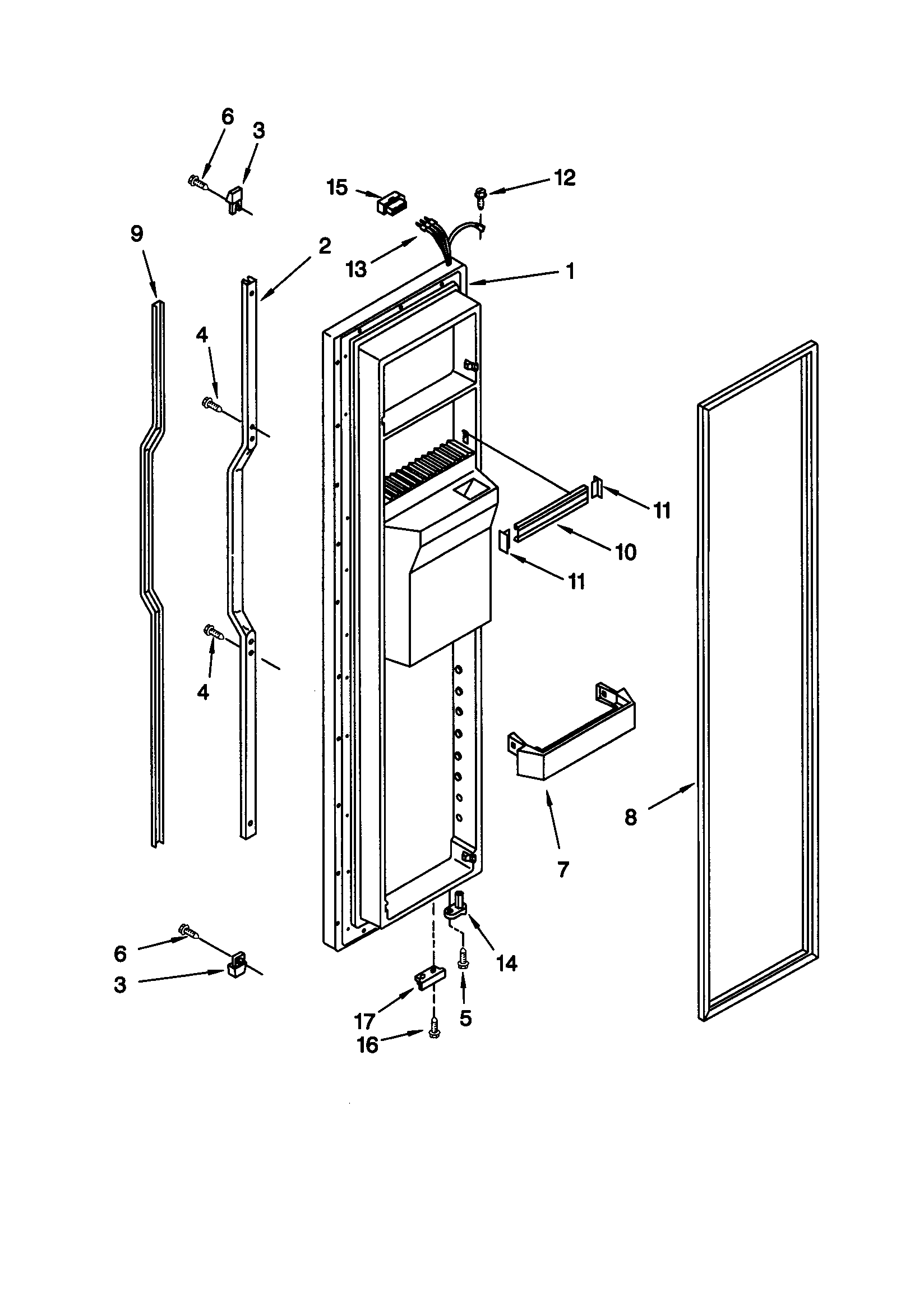 KitchenAid KSRS27FGBT01 freezer door diagram