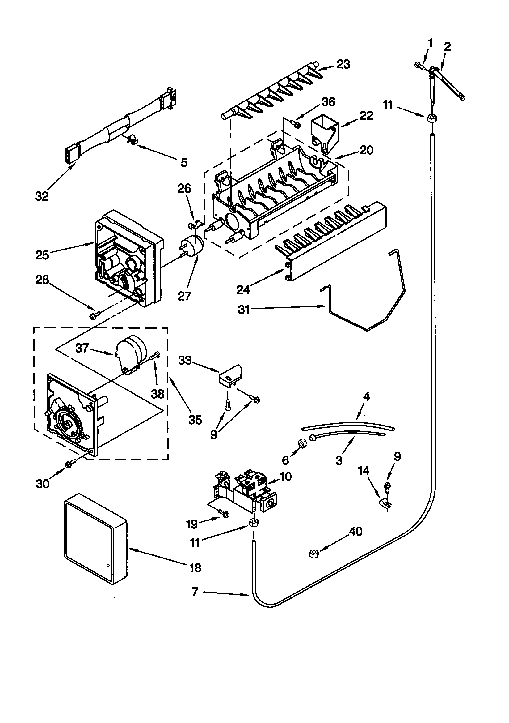 KitchenAid KSRS27FGBT01 icemaker diagram