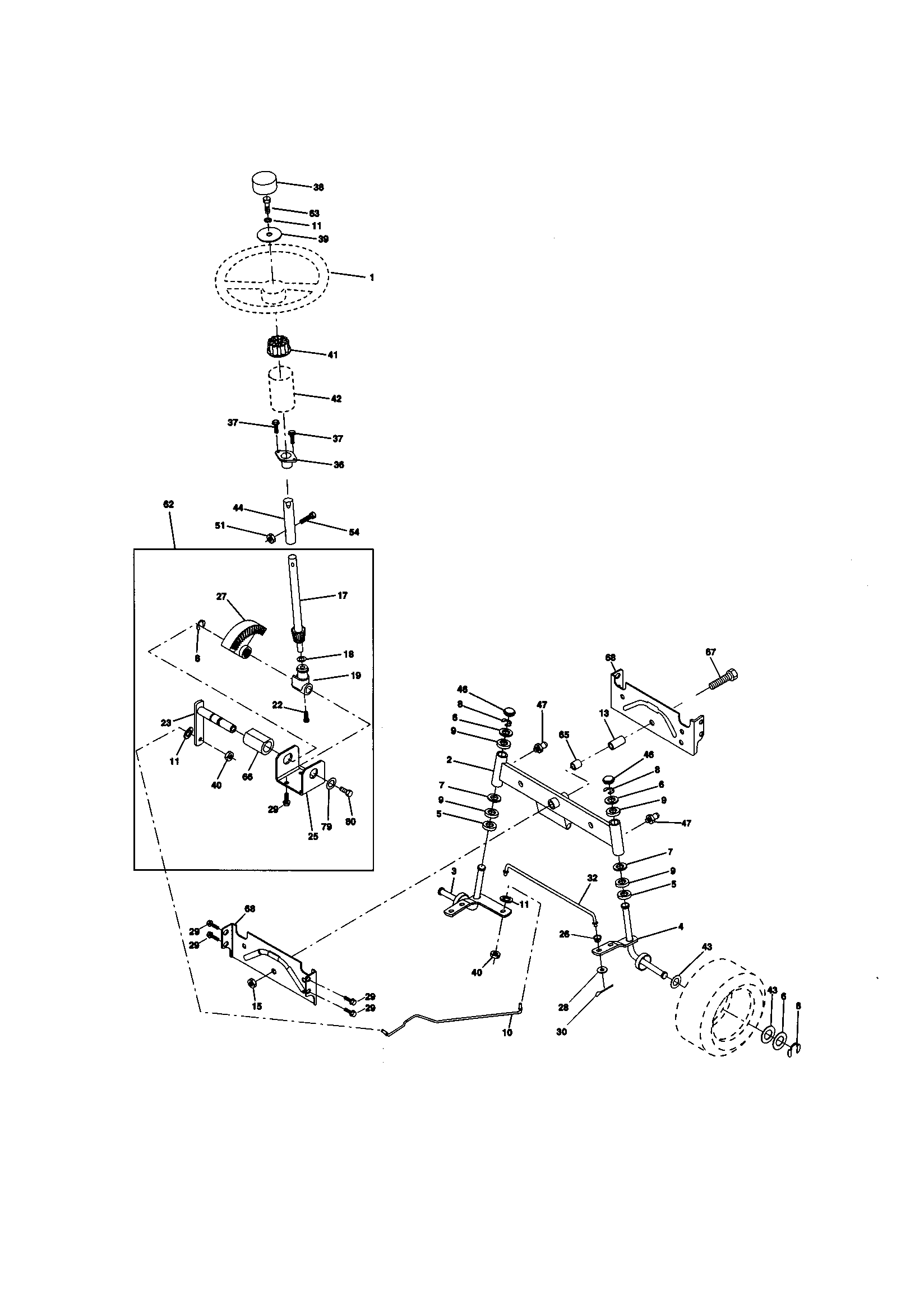 Craftsman 917270822 steering assembly diagram