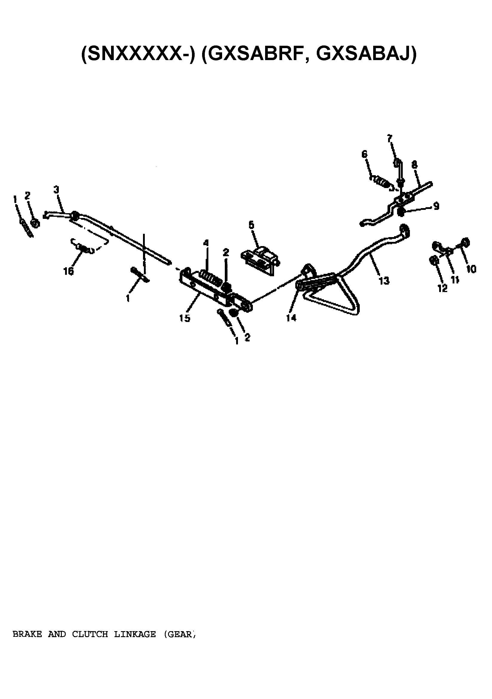 Sabre 1546 GEAR GXSABRC brake and clutch linkage (gear) diagram