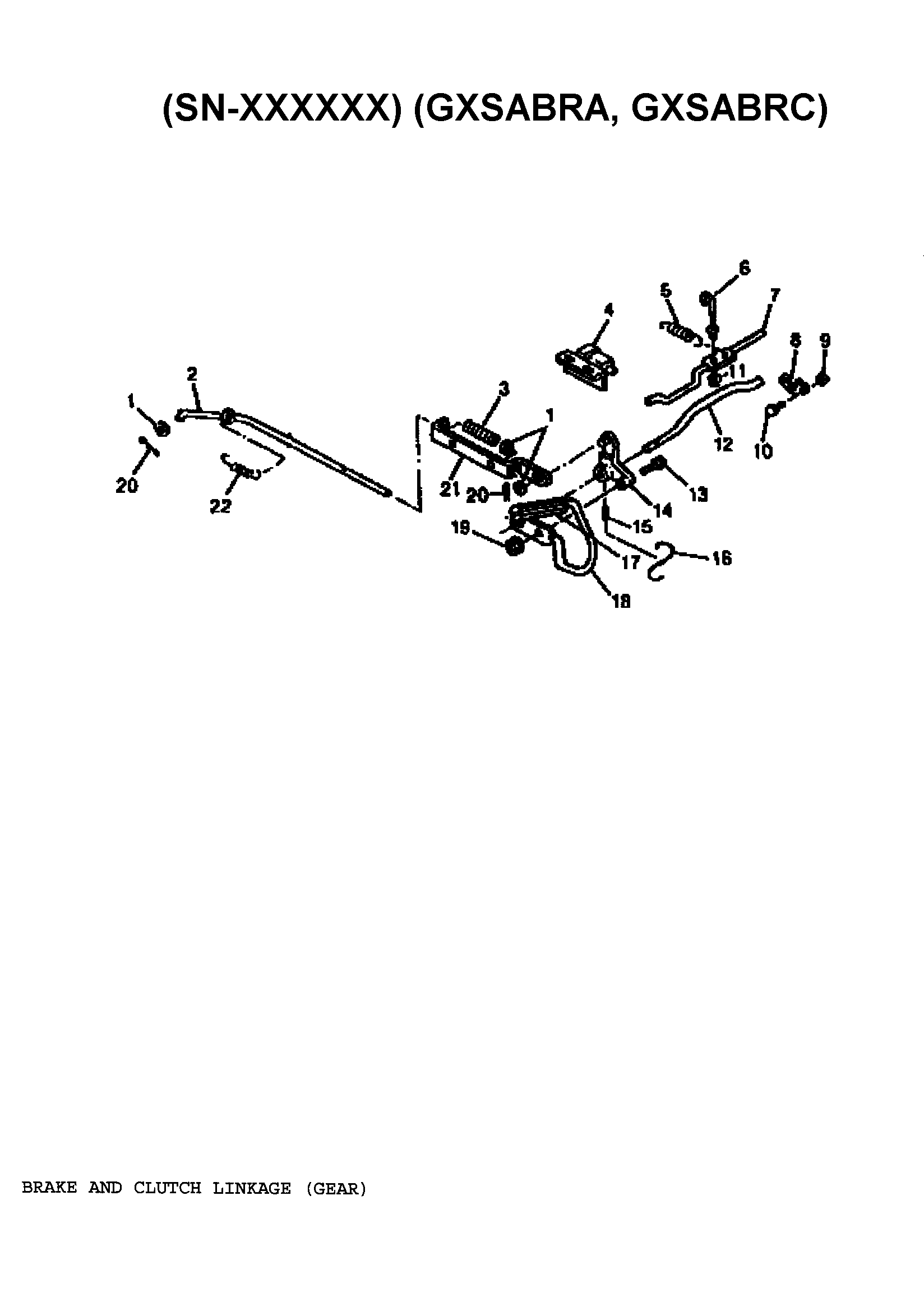 Sabre 1546 GEAR GXSABRC brake and clutch linkage (gear) diagram