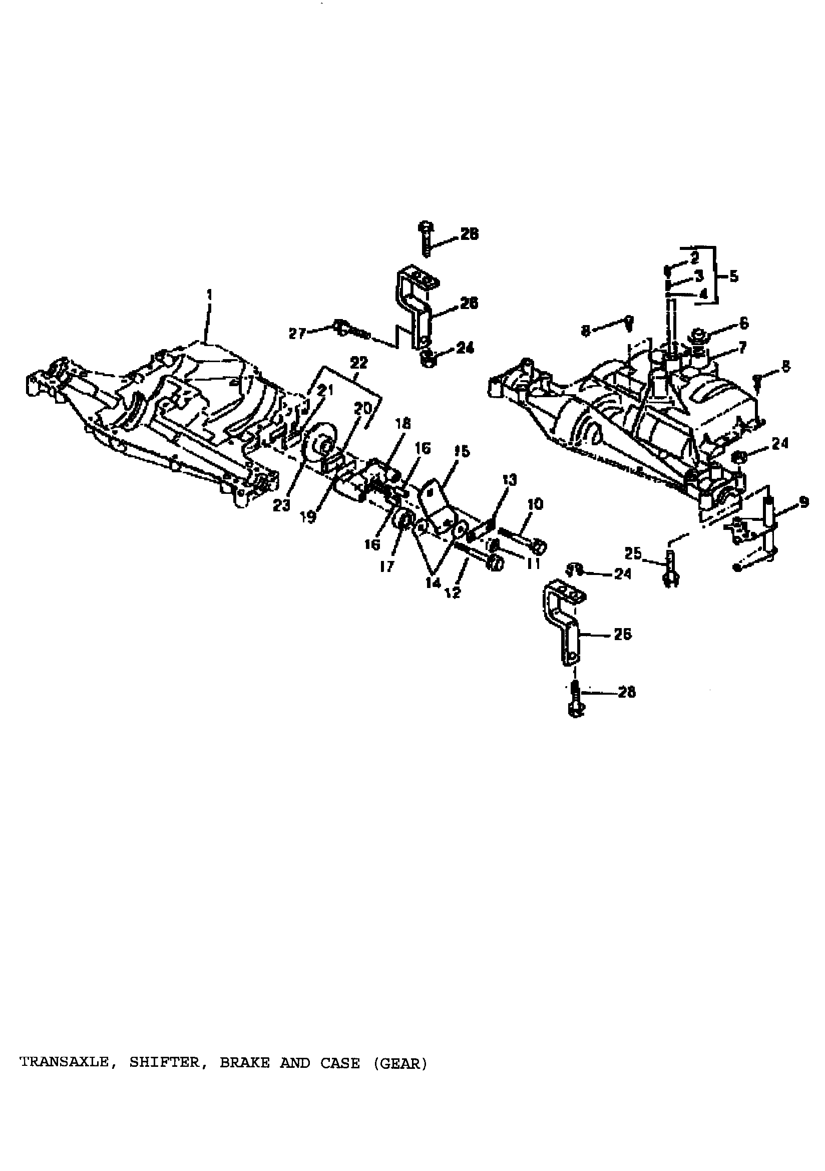 Sabre 1546 GEAR GXSABRC transaxle, shifter, brake and case (gear) diagram
