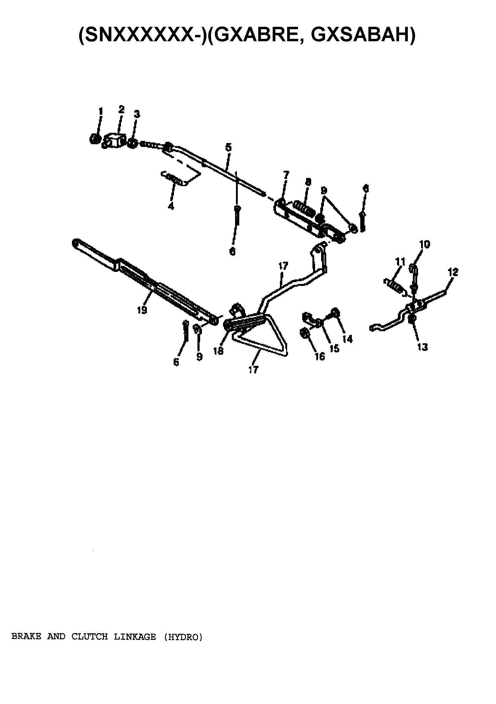 Sabre 1546 GEAR GXSABRC brake and clutch linkage (hydro) diagram