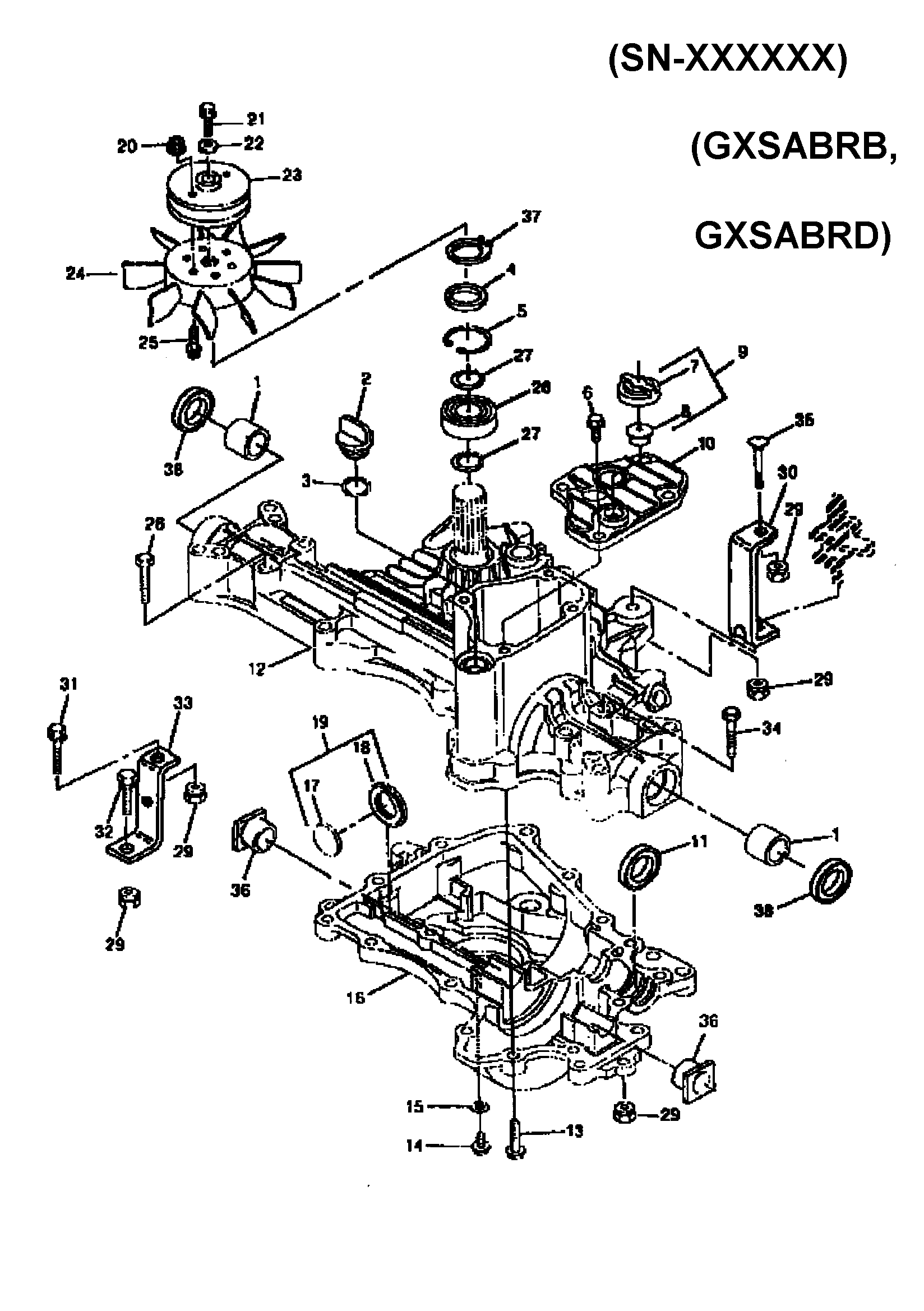 Sabre 1546 GEAR GXSABRC transaxle case (hydro) diagram