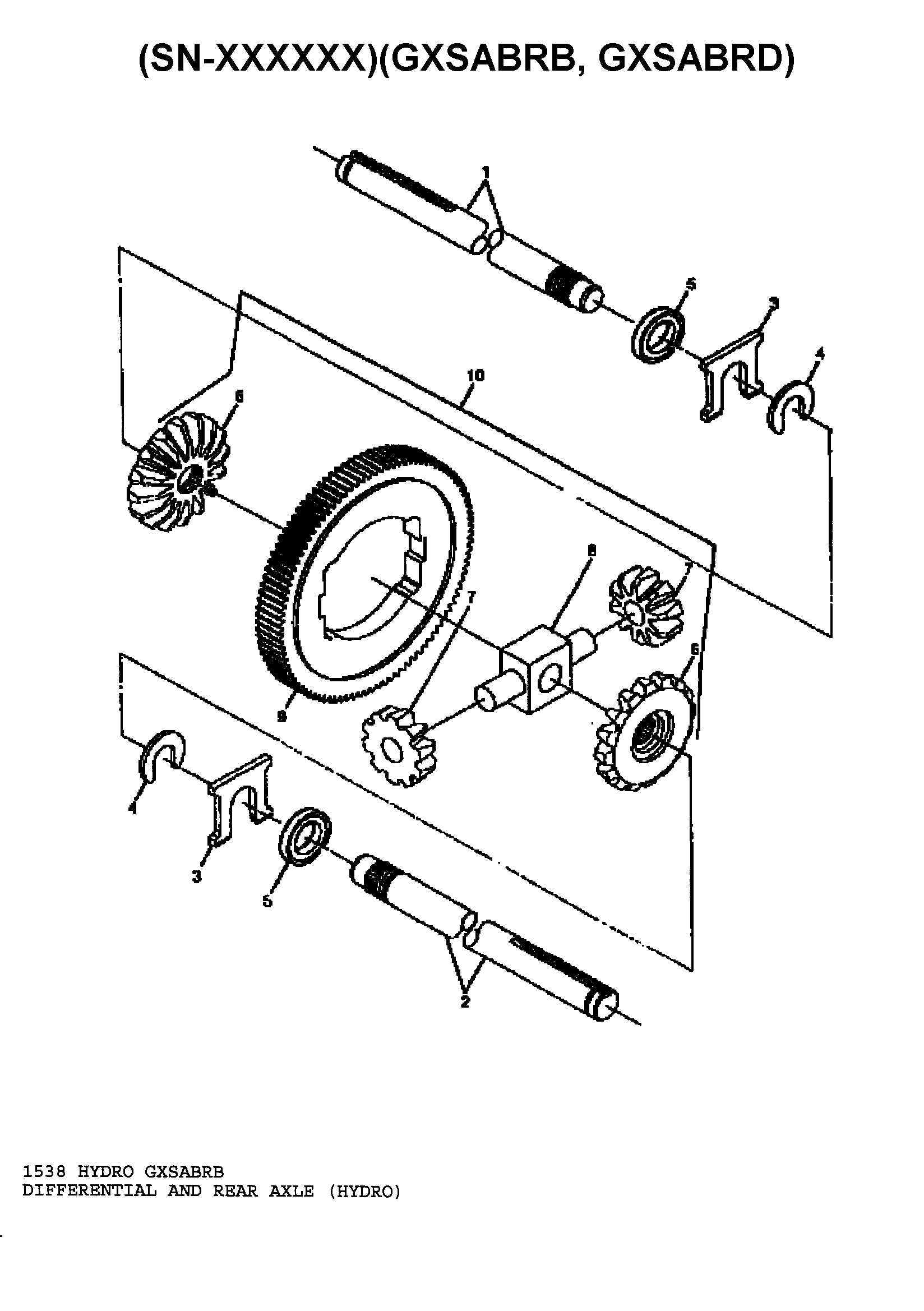 Sabre 1546 GEAR GXSABRC differential and rear axle (hydro) diagram