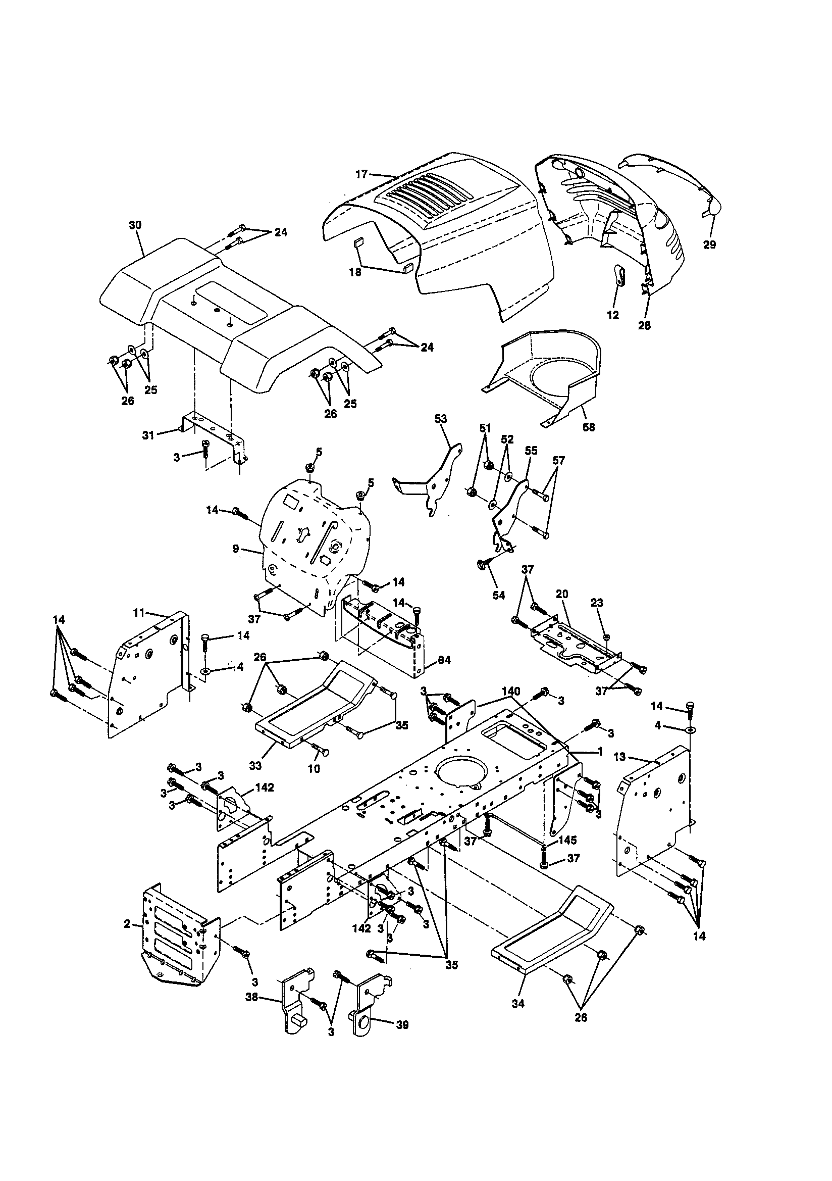 Poulan PPR16H42STA chassis and enclosures diagram