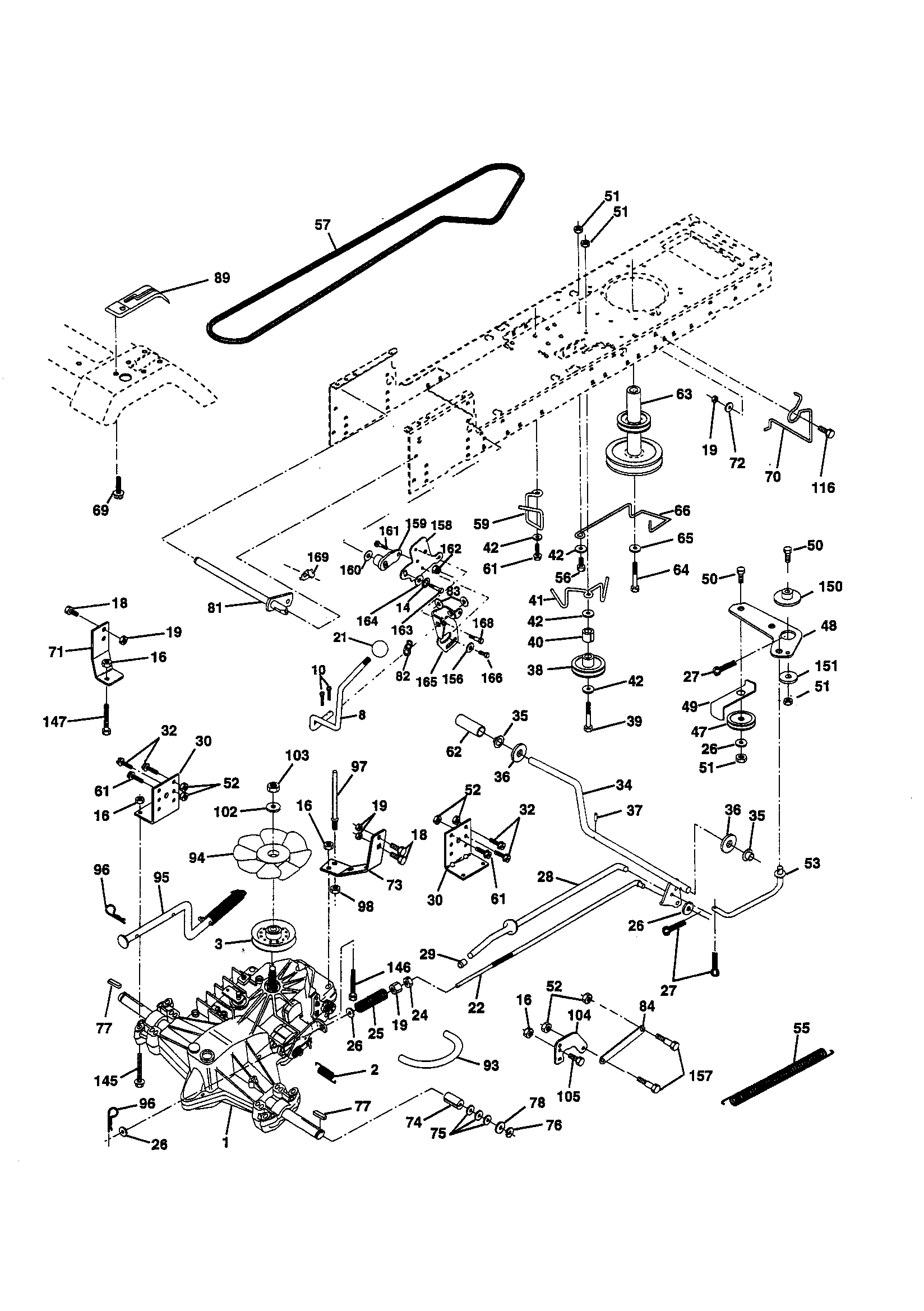 Poulan PPR16H42STA drive diagram