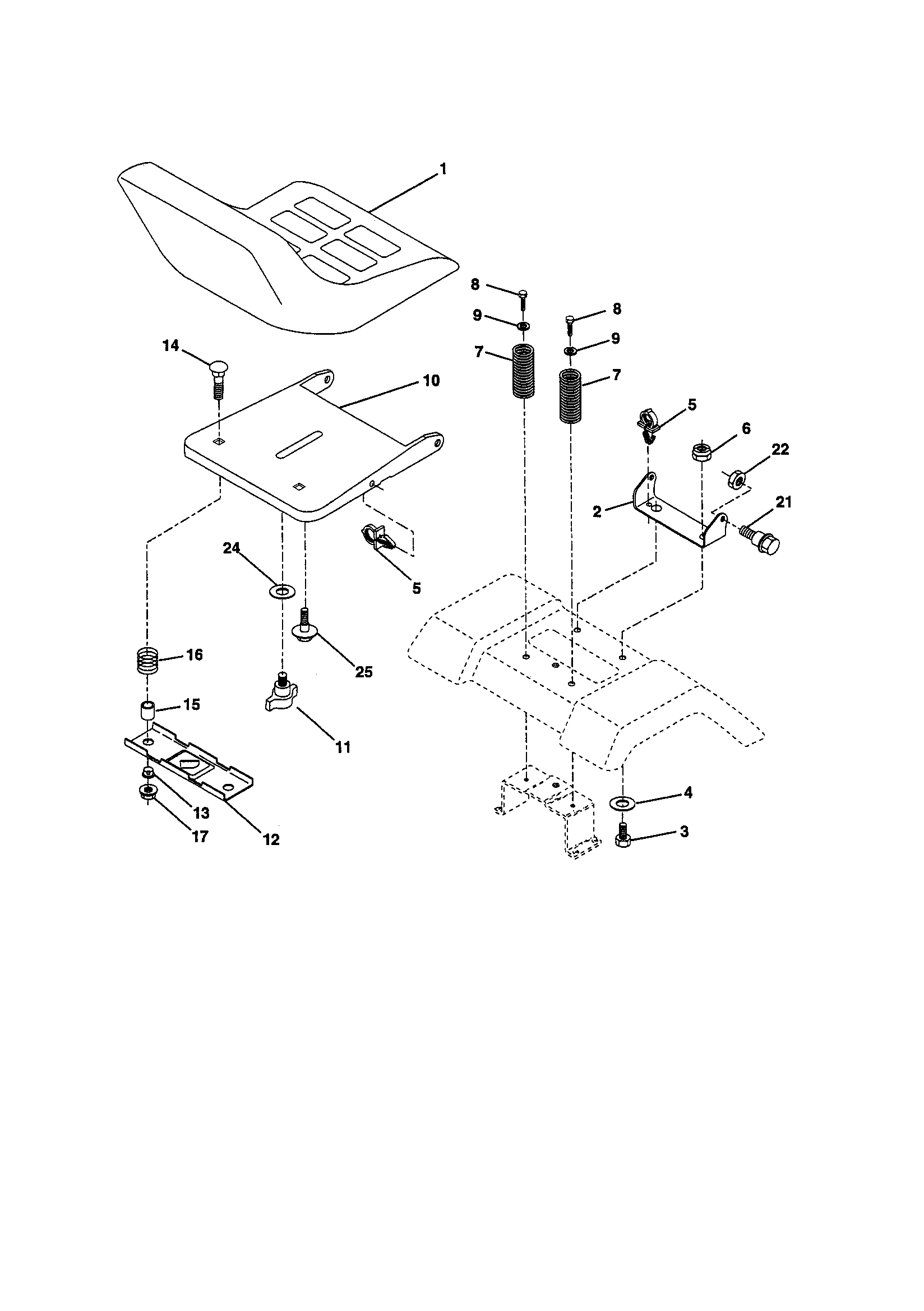 Poulan PPR16H42STA seat assembly diagram