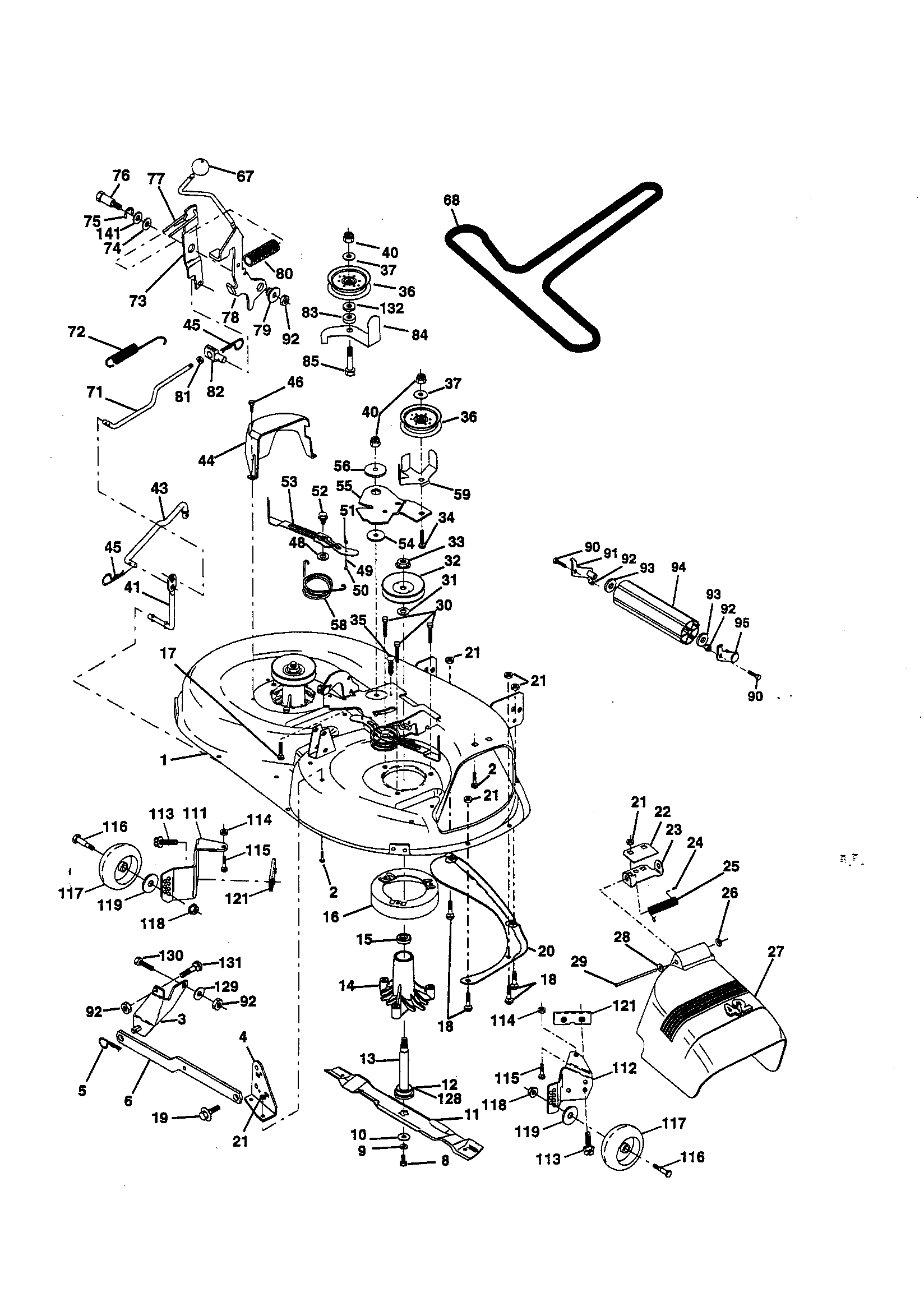 Poulan PPR16H42STA mower deck diagram