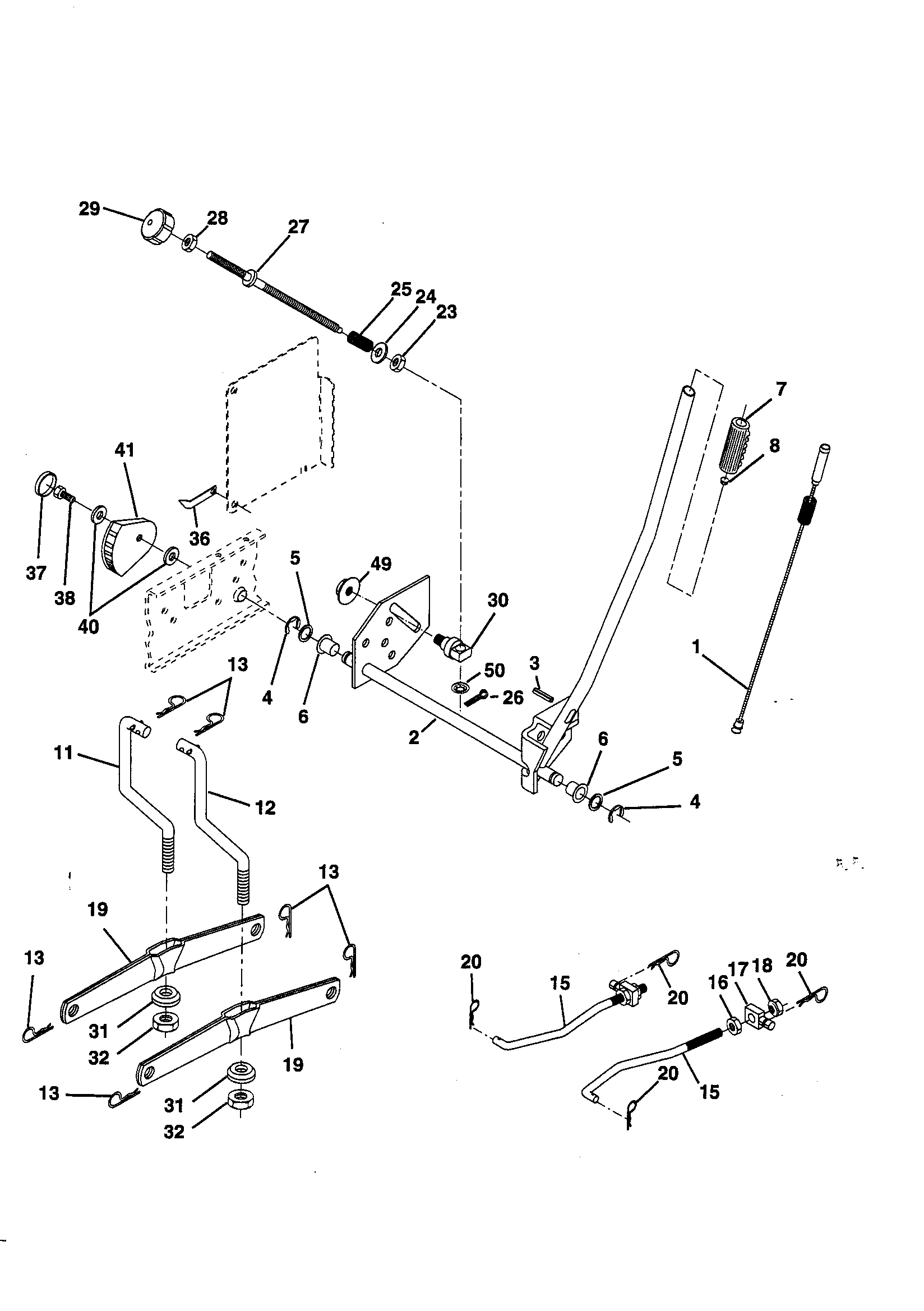 Poulan PPR16H42STA mower lift diagram