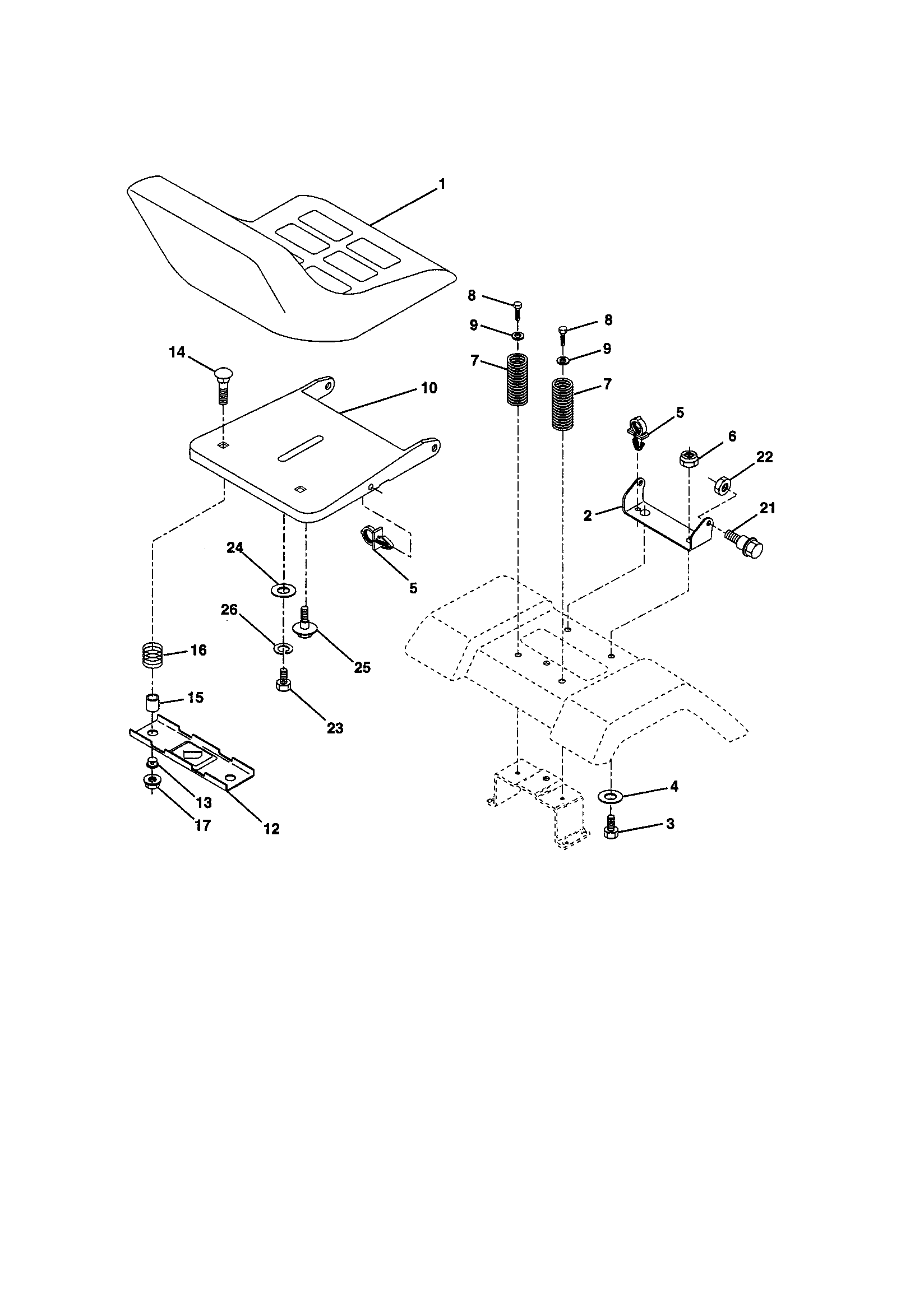 Frigidaire 259721 seat assembly diagram