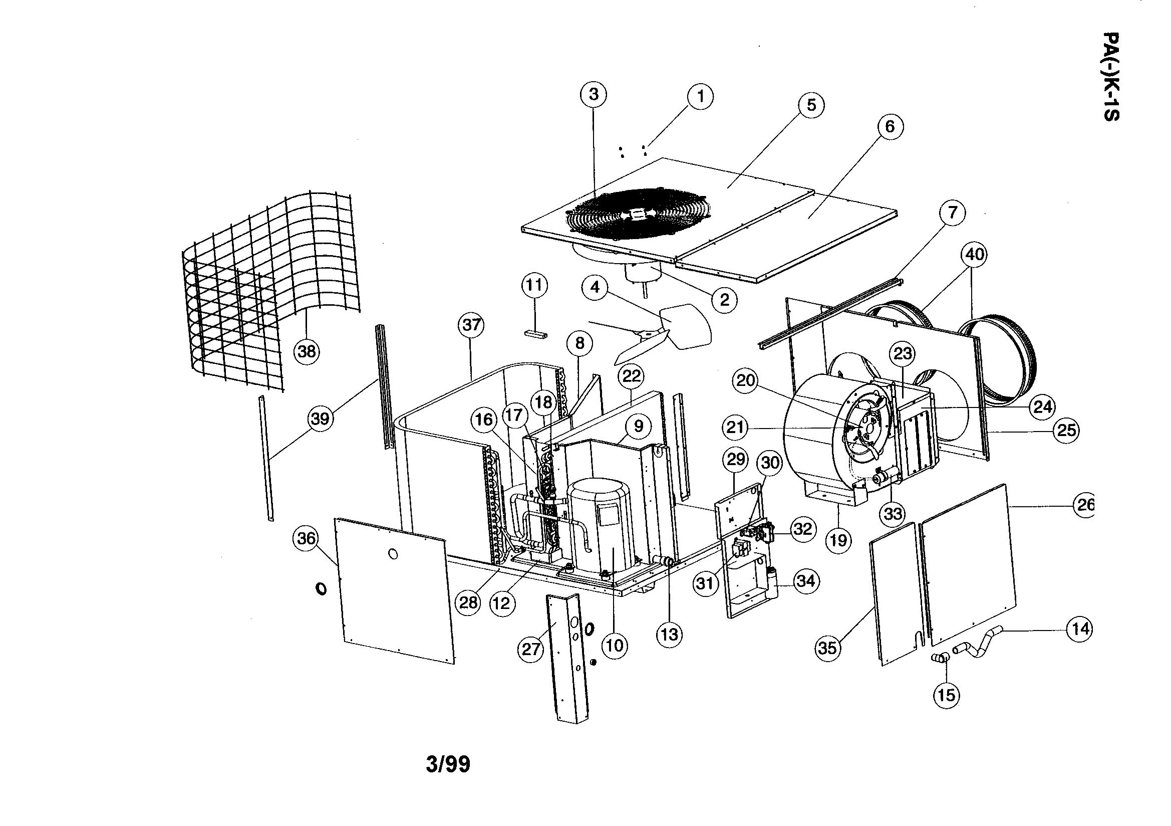 Thermal Zone PA30K-1S 10 seer single pkg. air conditioner diagram