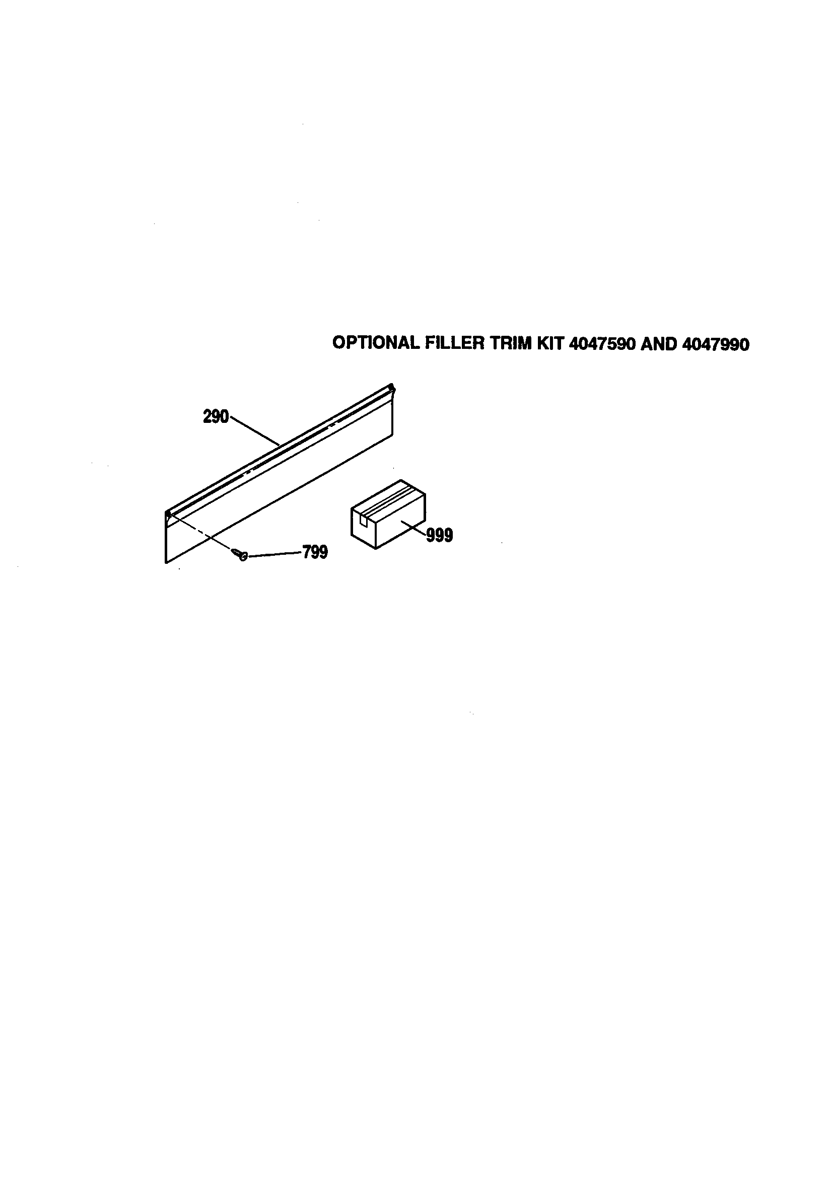 Kenmore 91148389890 optional filler trim kit diagram