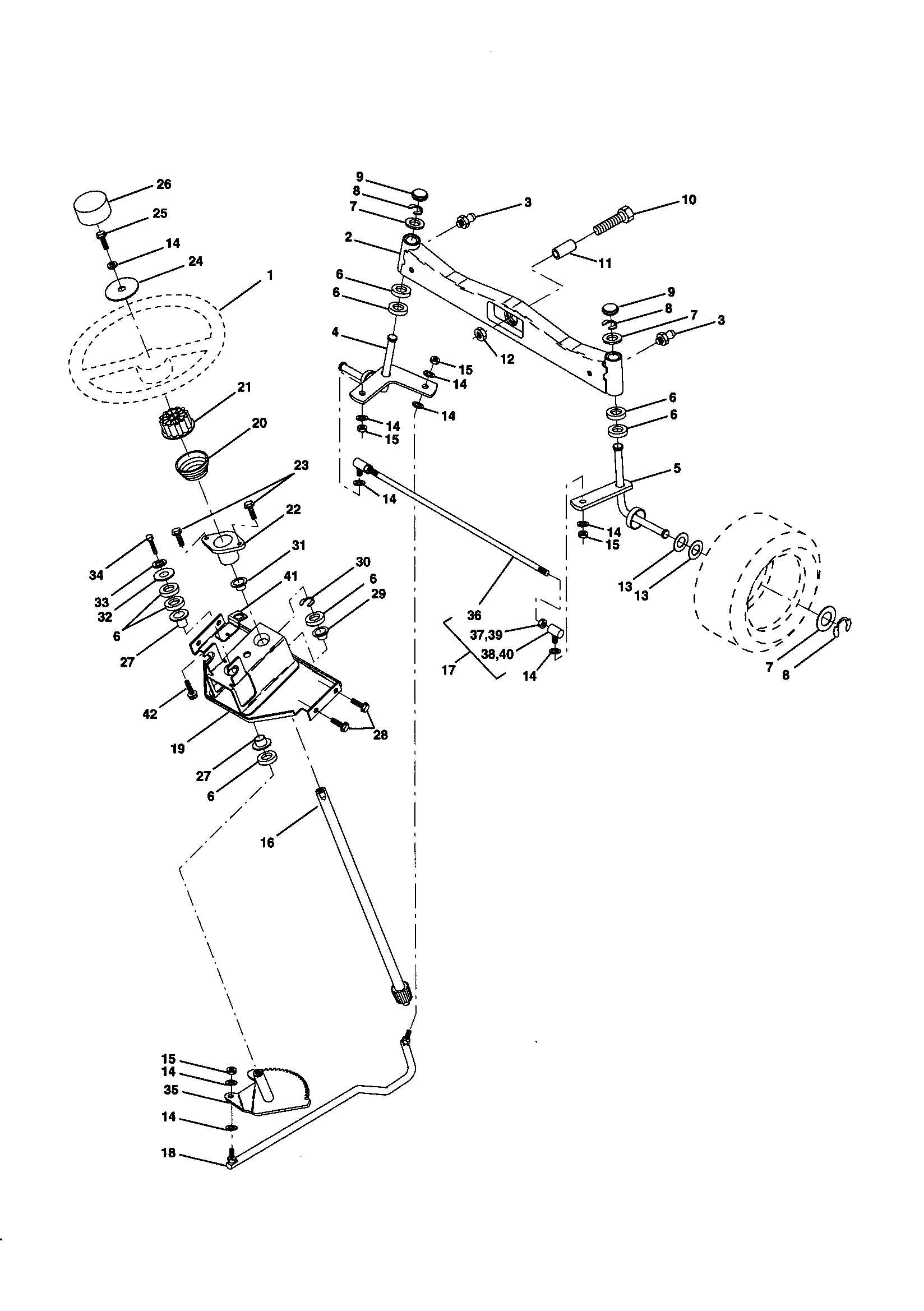 Frigidaire PPRGT20H50A steering assembly diagram