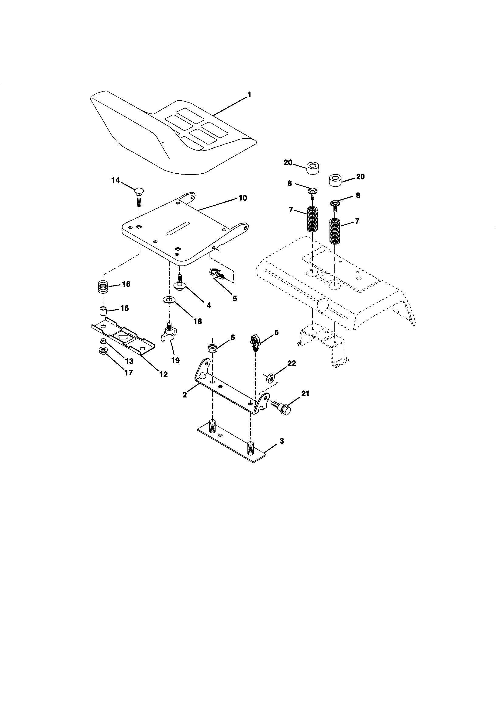 Frigidaire PPRGT20H50A seat assembly diagram