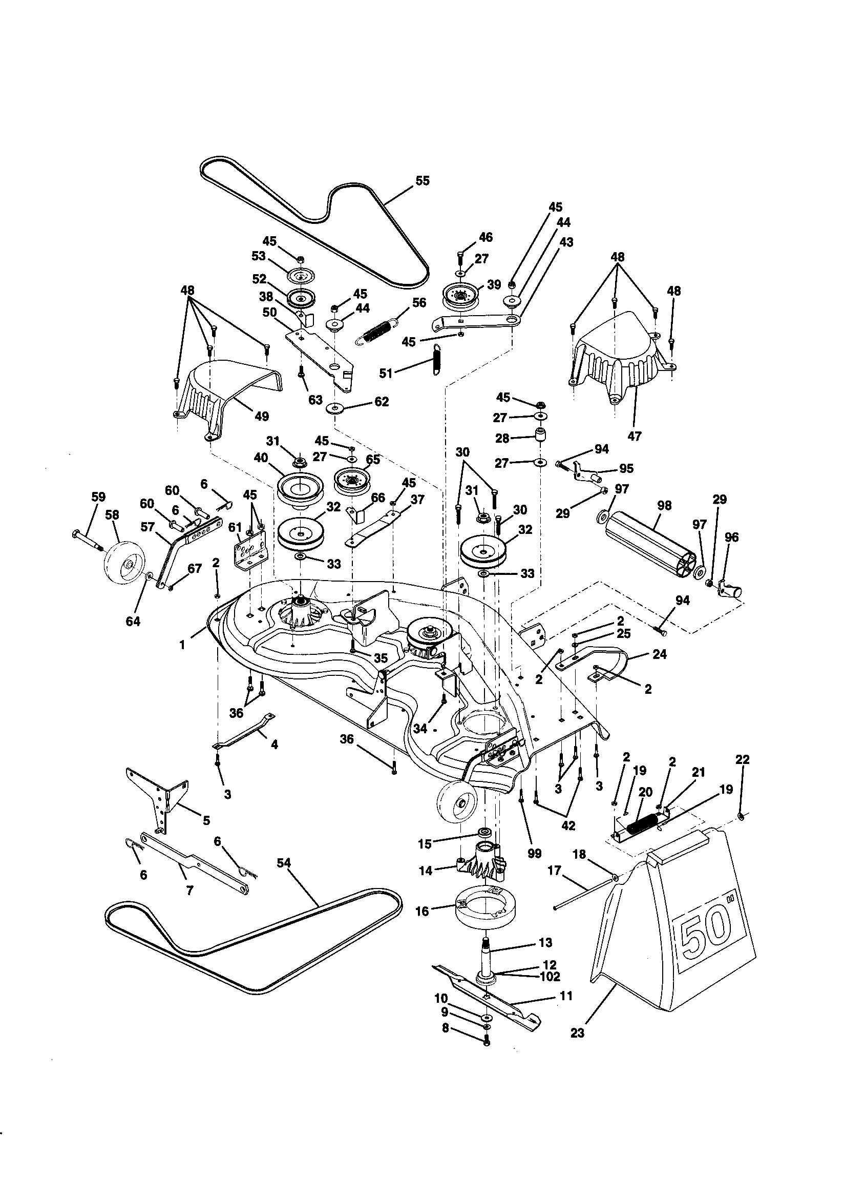 Frigidaire PPRGT20H50A mower deck diagram