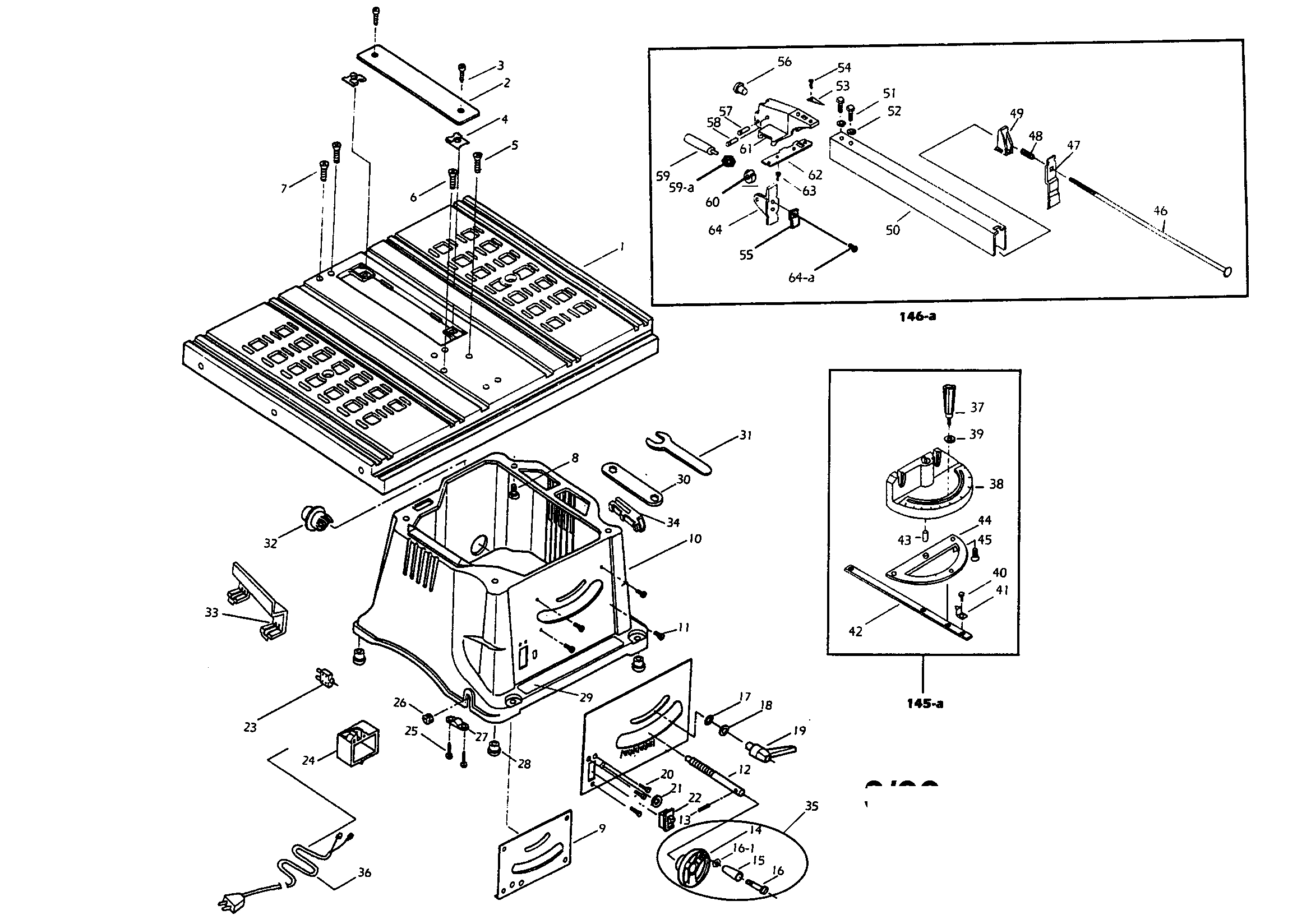 Pro-Tech 41061 table diagram