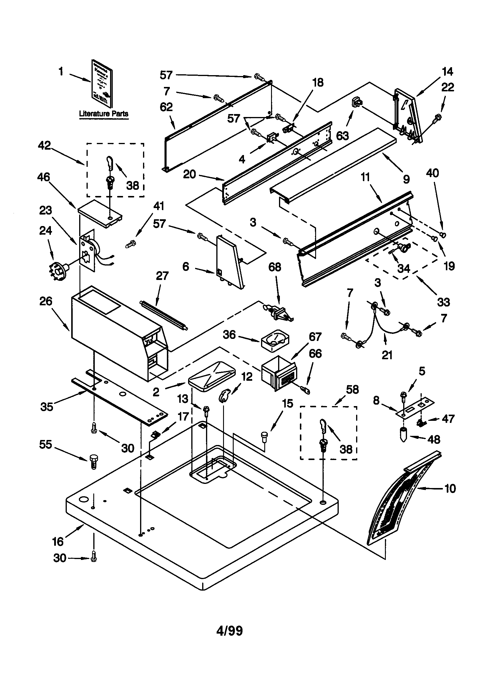Kenmore 11079032990 top and console diagram