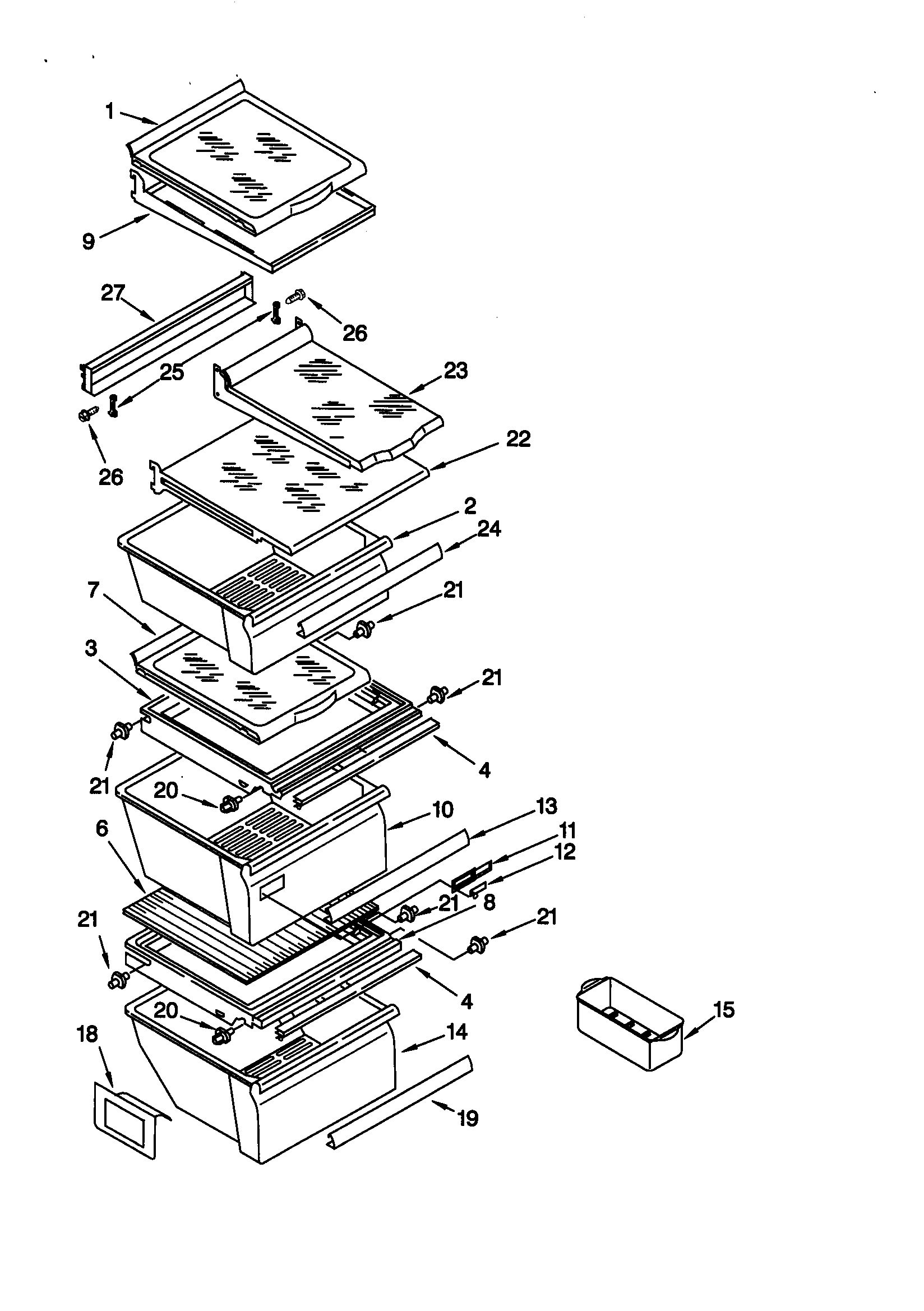 Kenmore 10659245991 refrigerator shelf diagram