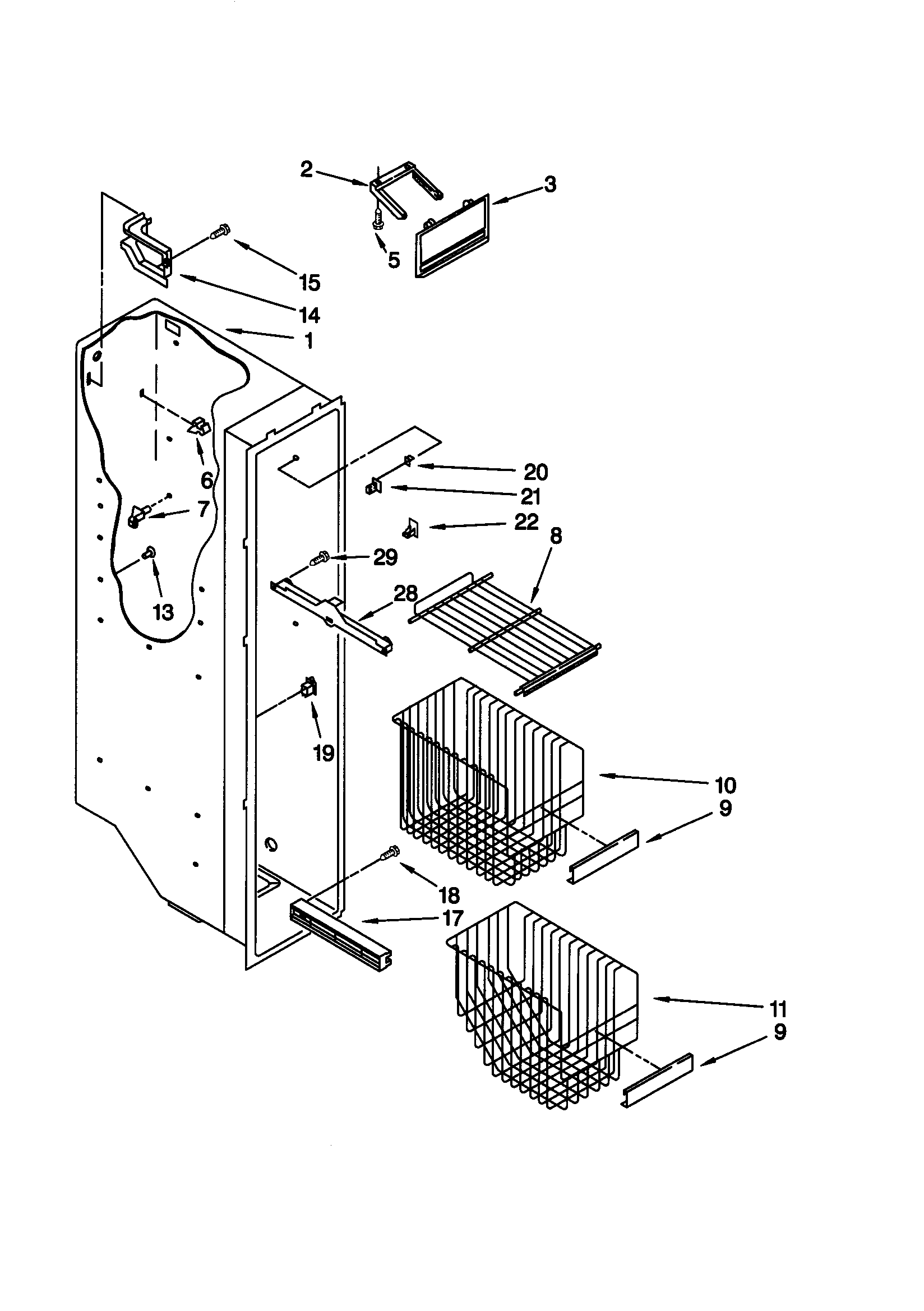 Kenmore 10659245991 freezer liner diagram
