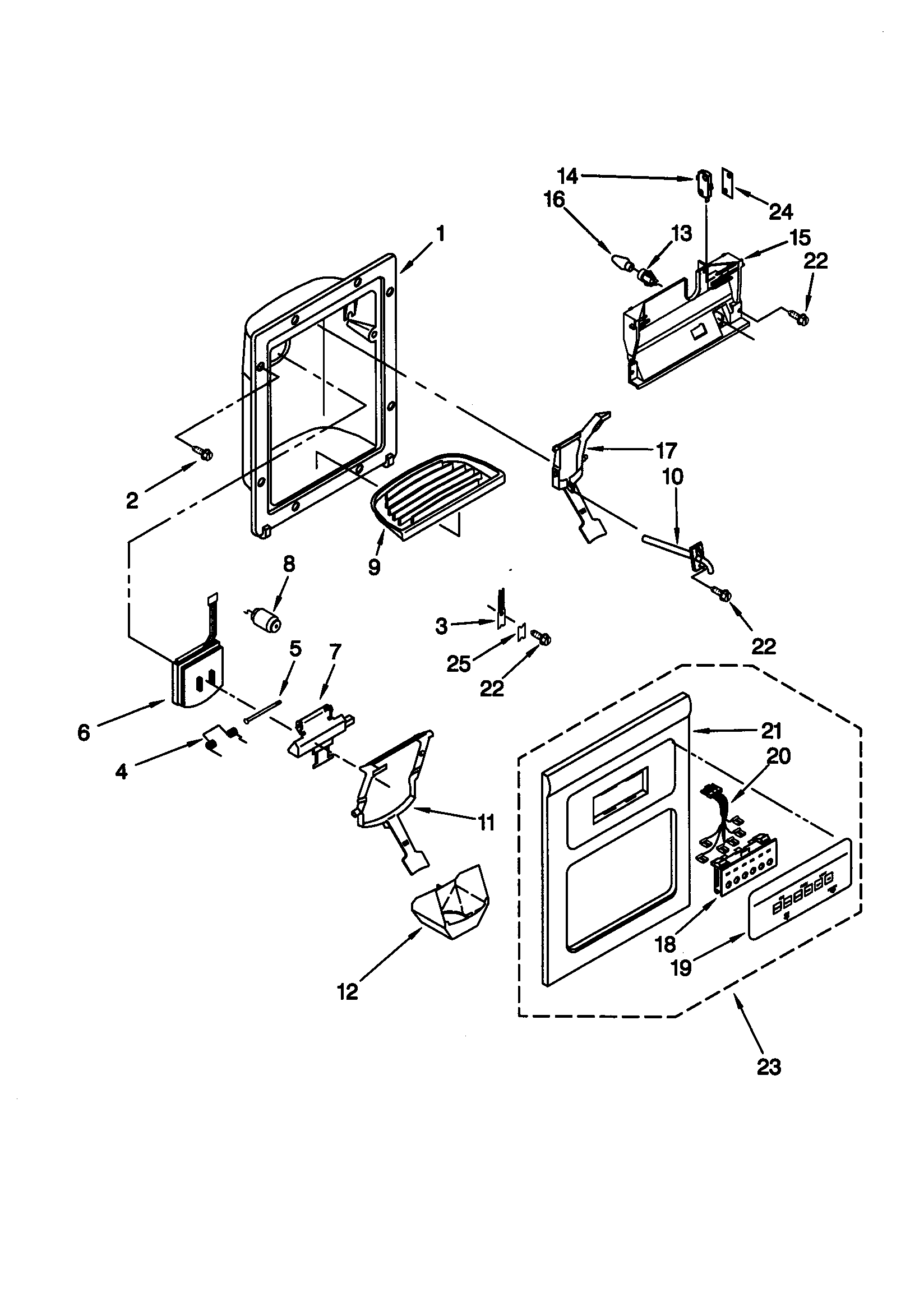 Kenmore 10659245991 dispenser front diagram