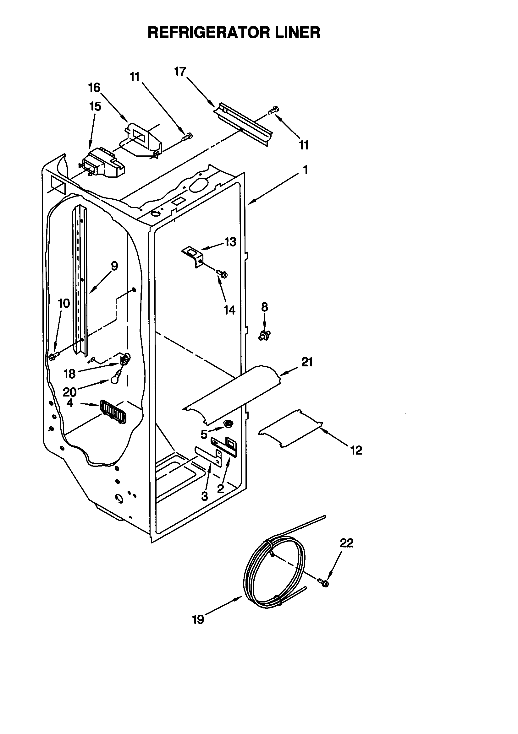 Kenmore 10658287892 refrigerator liner diagram