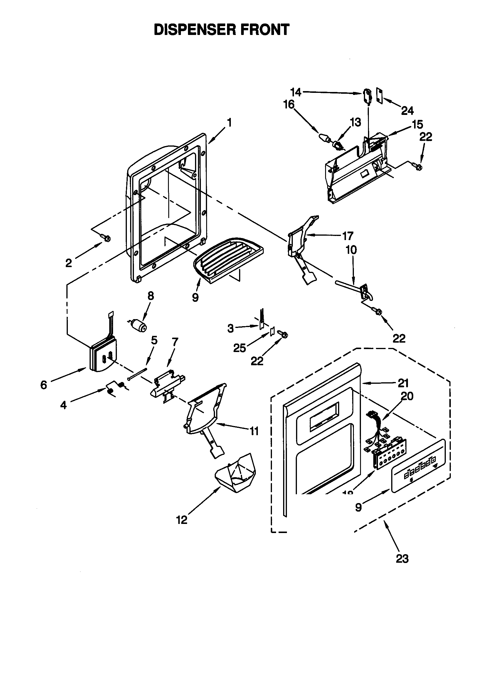Kenmore 10658287892 dispenser front diagram