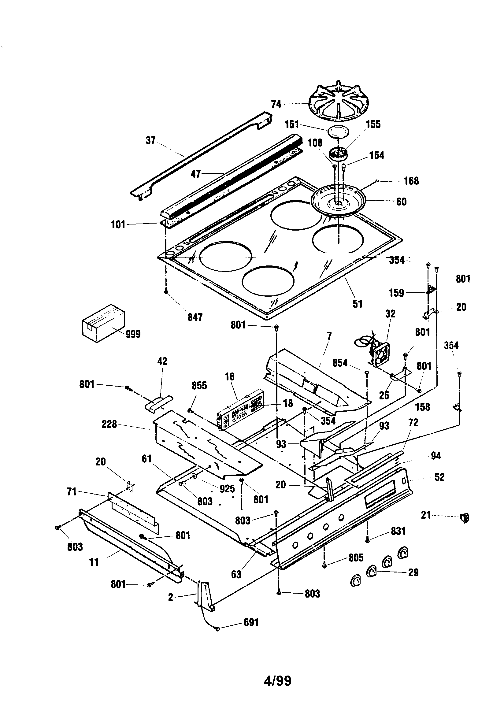 Kenmore 91136765893 maintop diagram