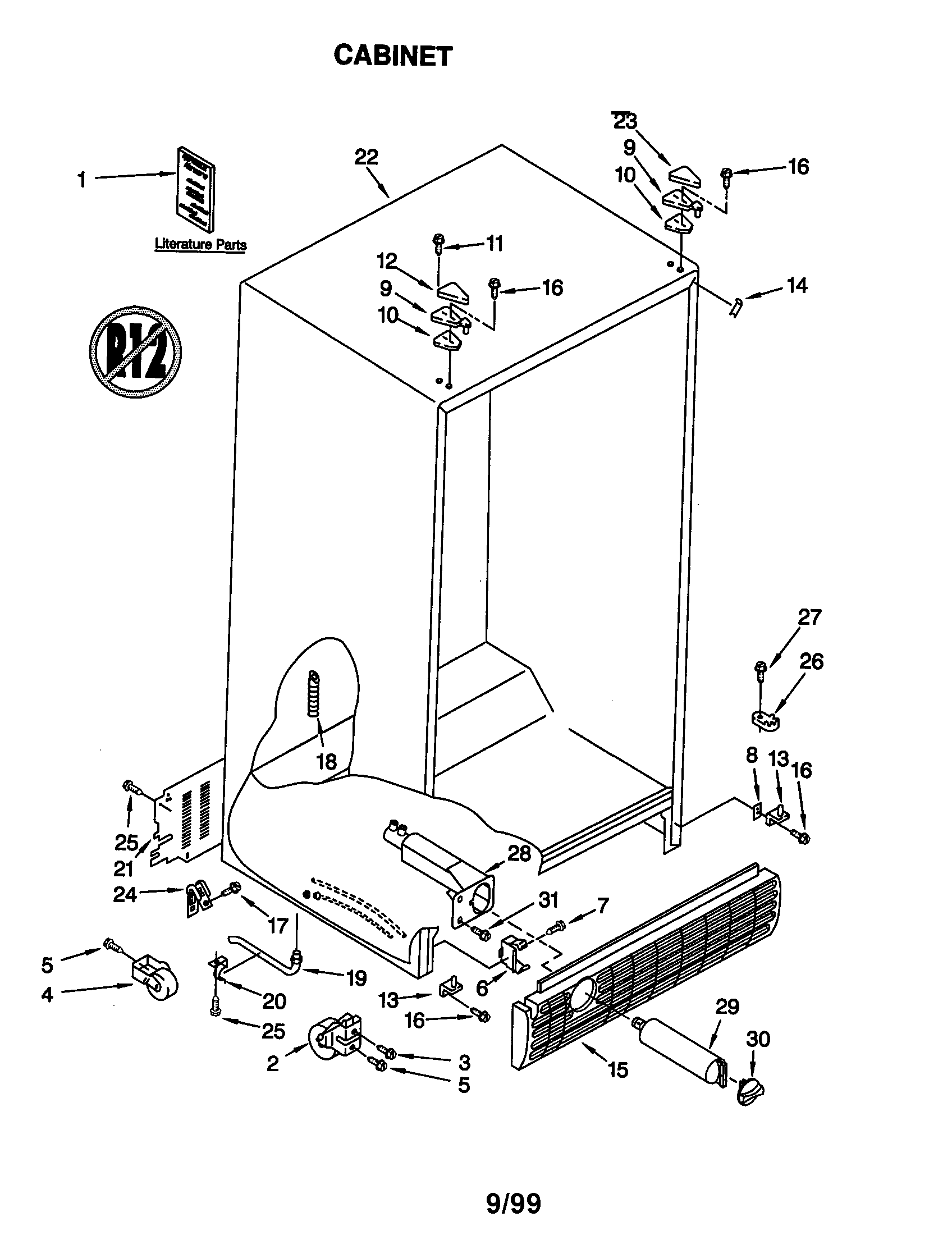 Kenmore 10659562990 cabinet diagram