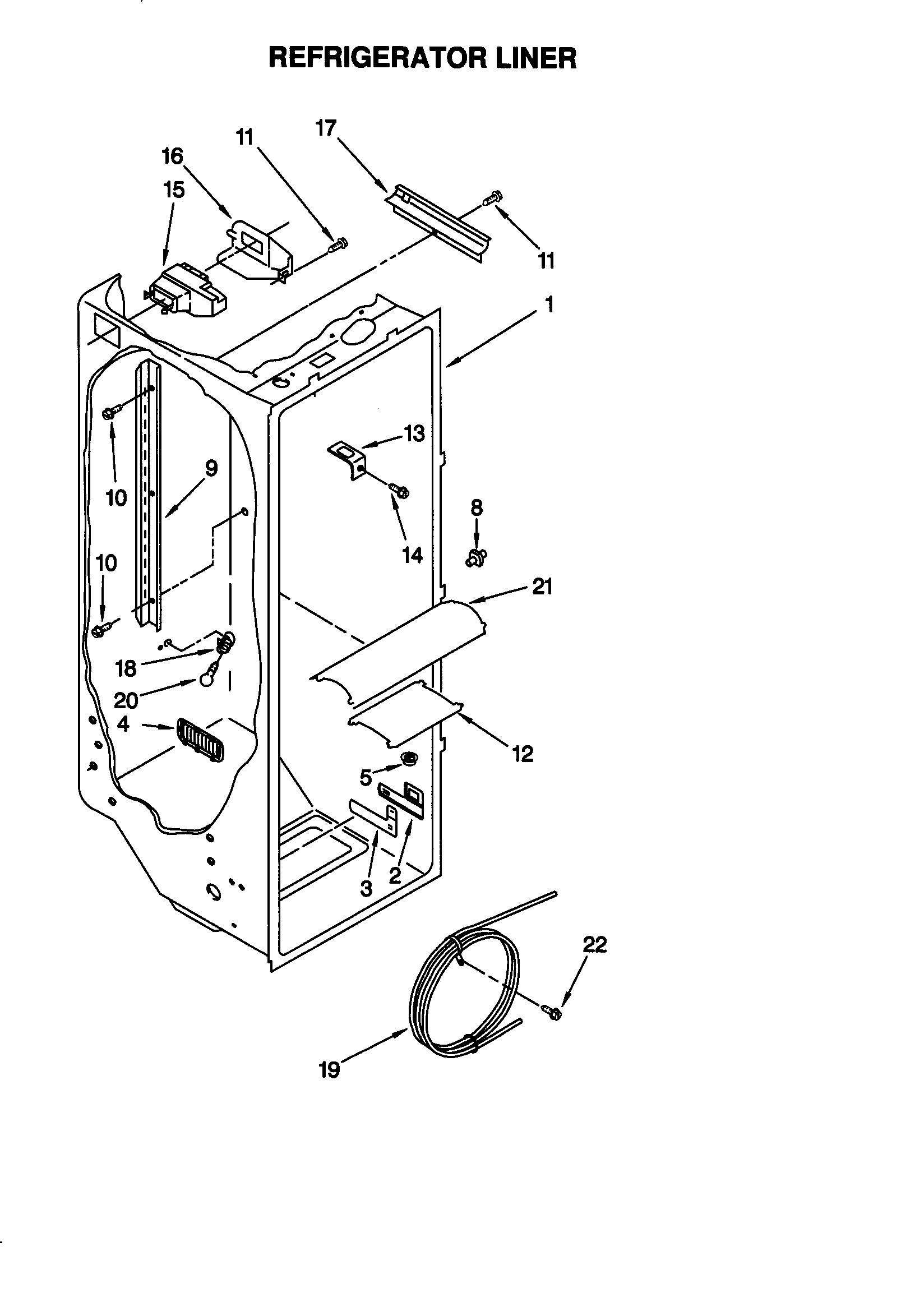 Kenmore 10659562990 refrigerator liner diagram