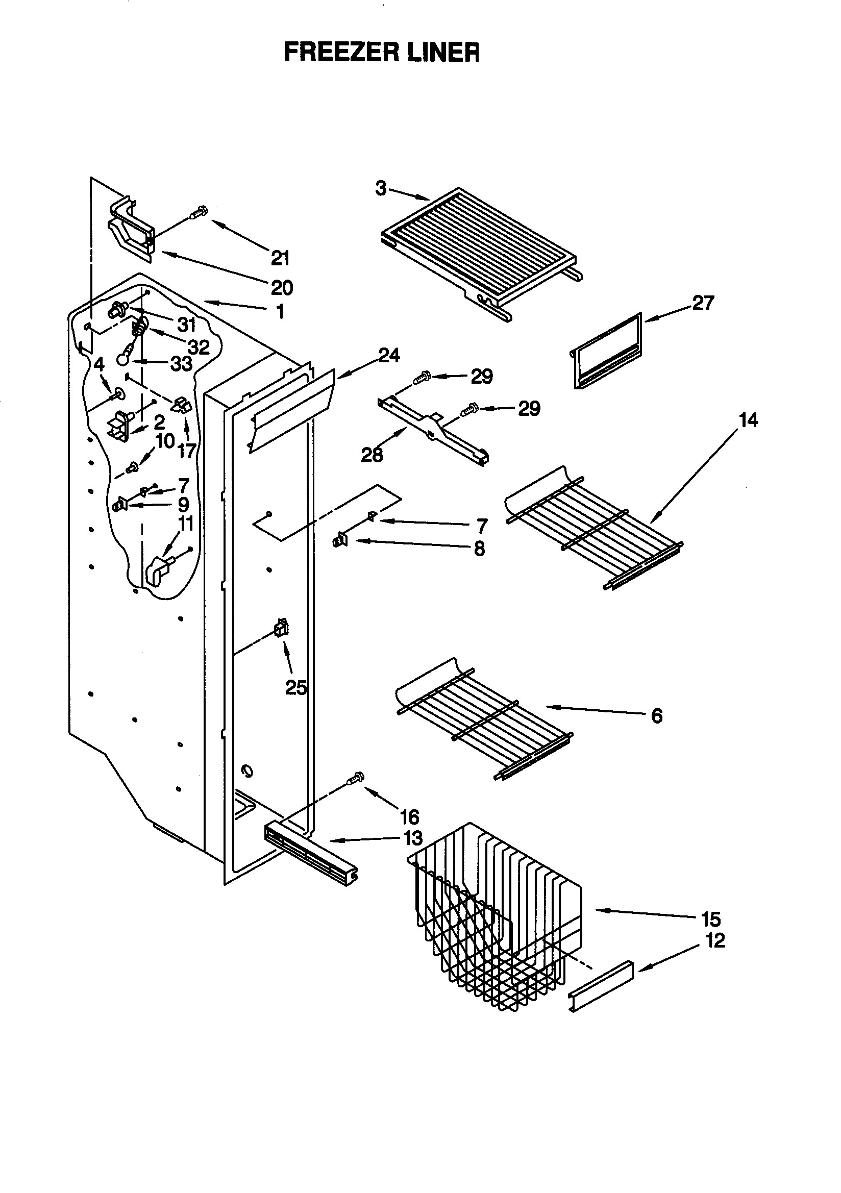 Kenmore 10659562990 freezer liner diagram