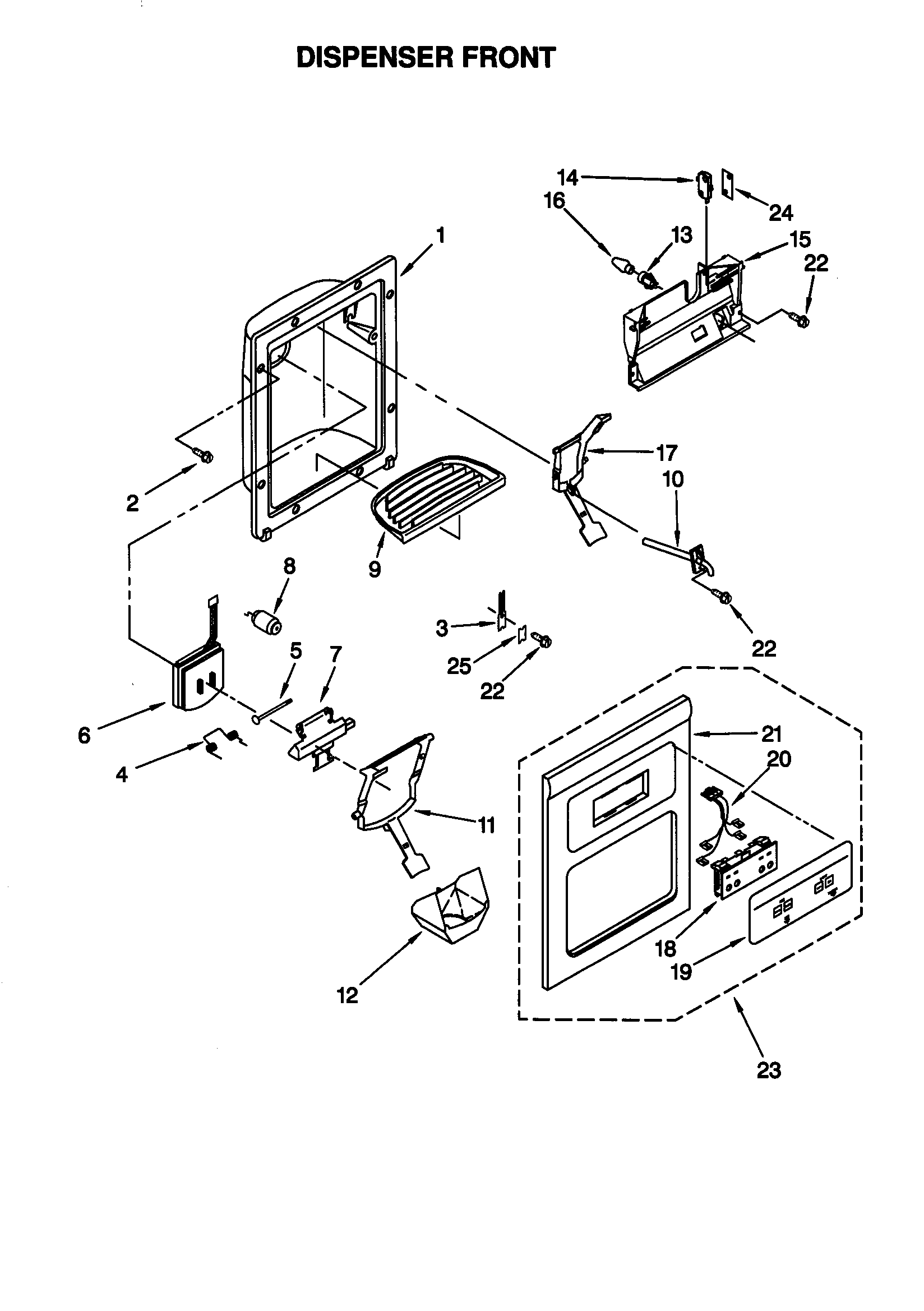Kenmore 10659562990 dispenser front diagram