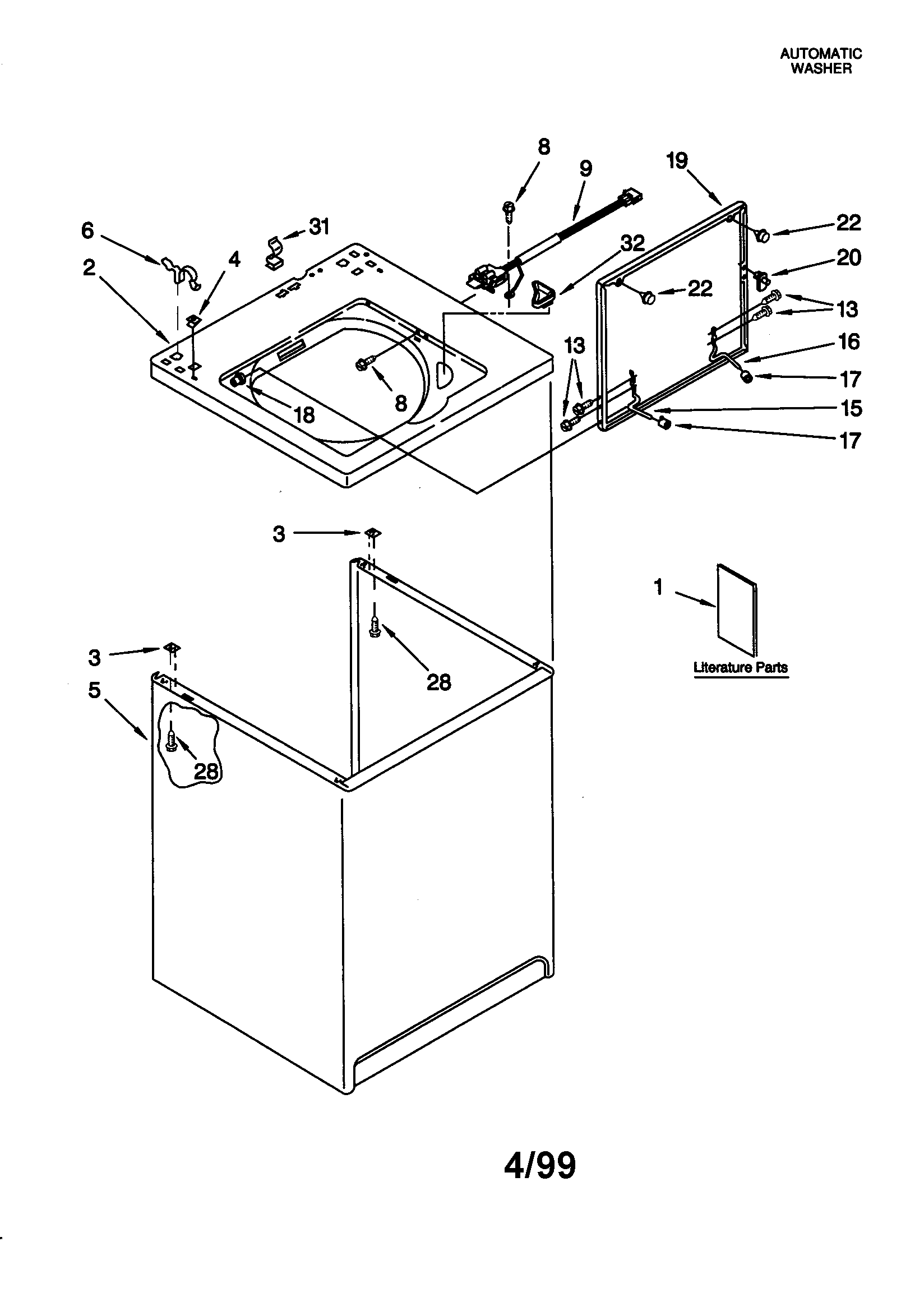 Whirlpool LXR9200HQ1 top and cabinet diagram