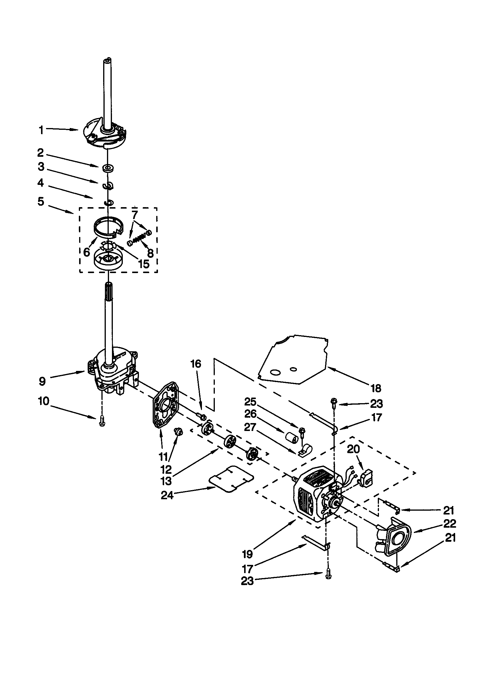 Whirlpool LXR9200HQ1 brake/clutch/gearcase/motor/pump diagram