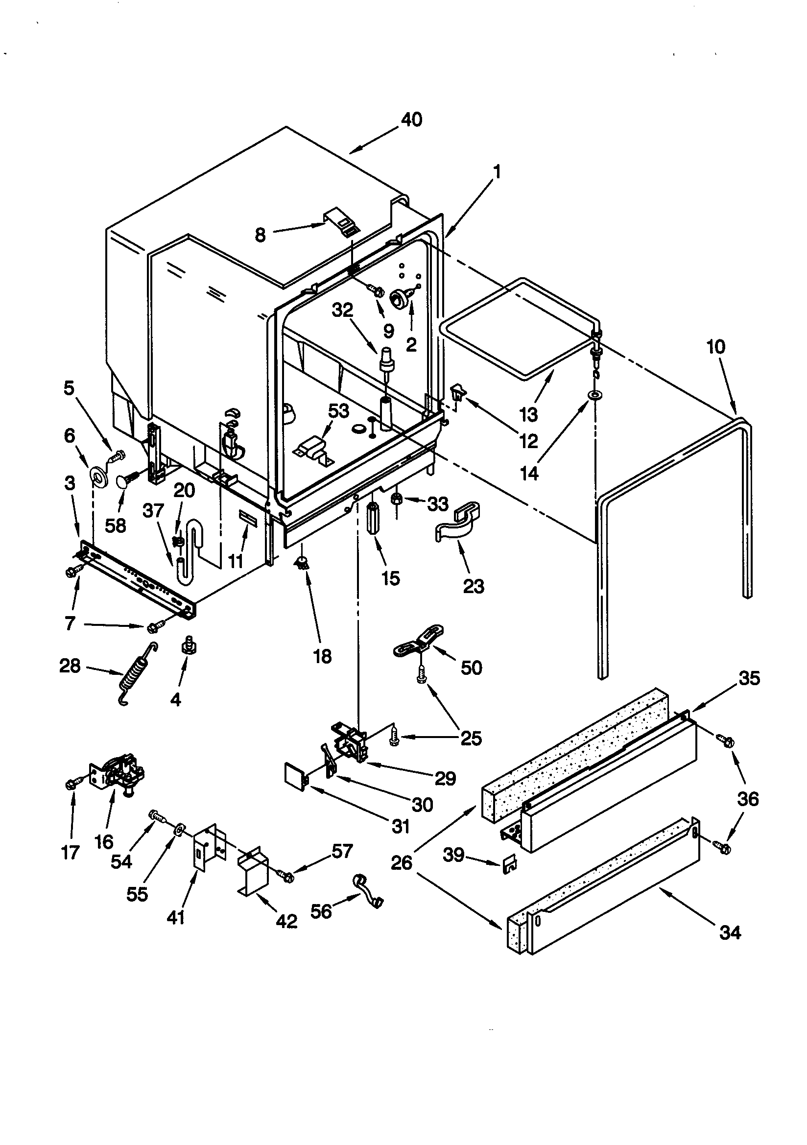 Whirlpool DU1000CGB1 tub assembly diagram