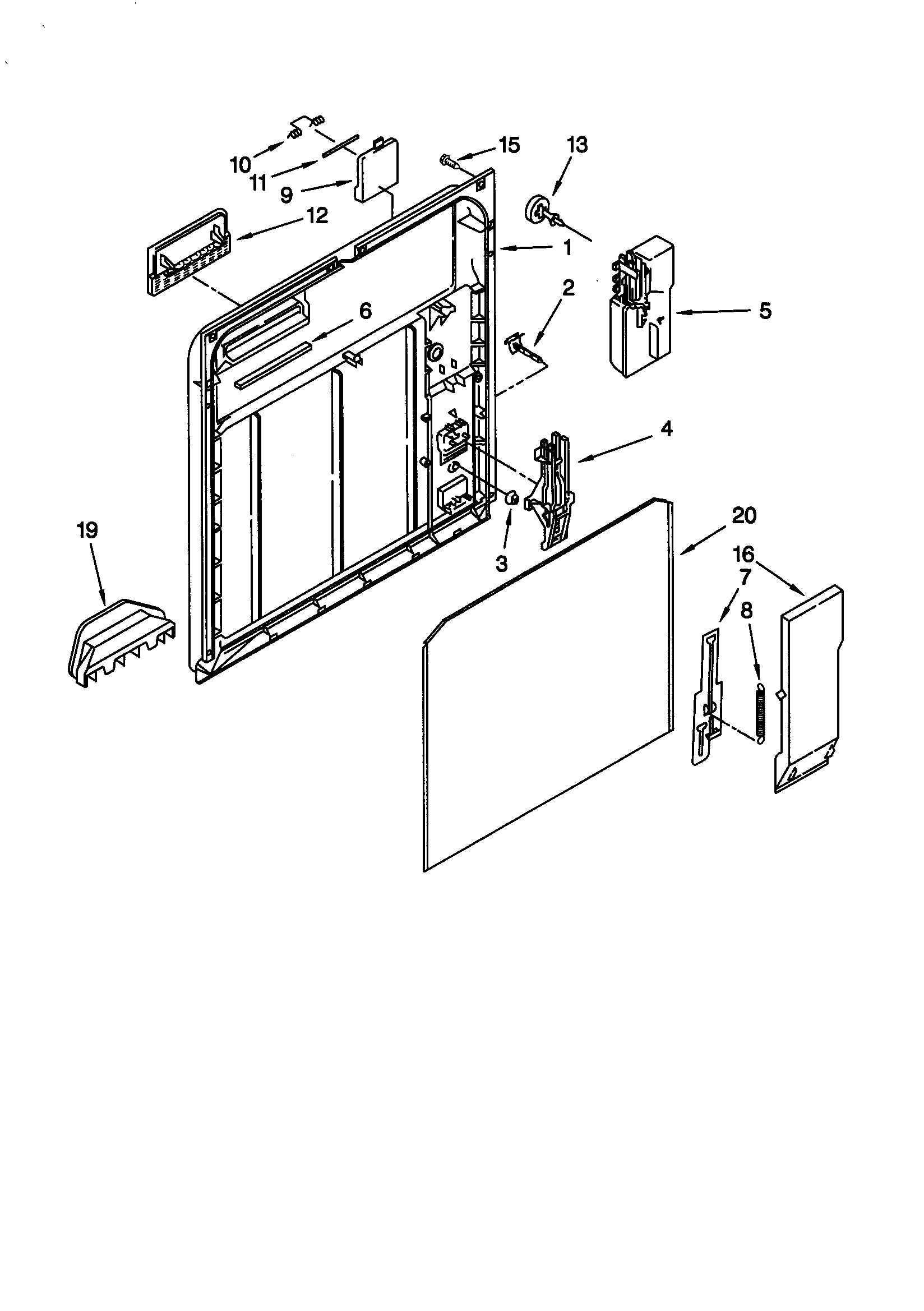 Whirlpool DU925SCGZ2 inner door diagram