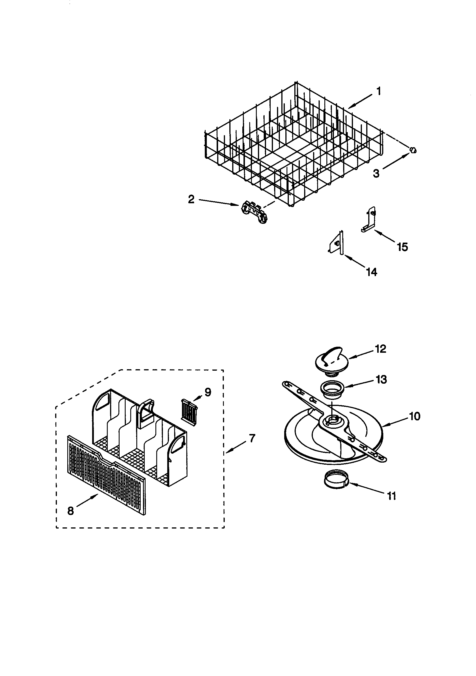 Whirlpool DU925SCGZ2 lower dishrack diagram